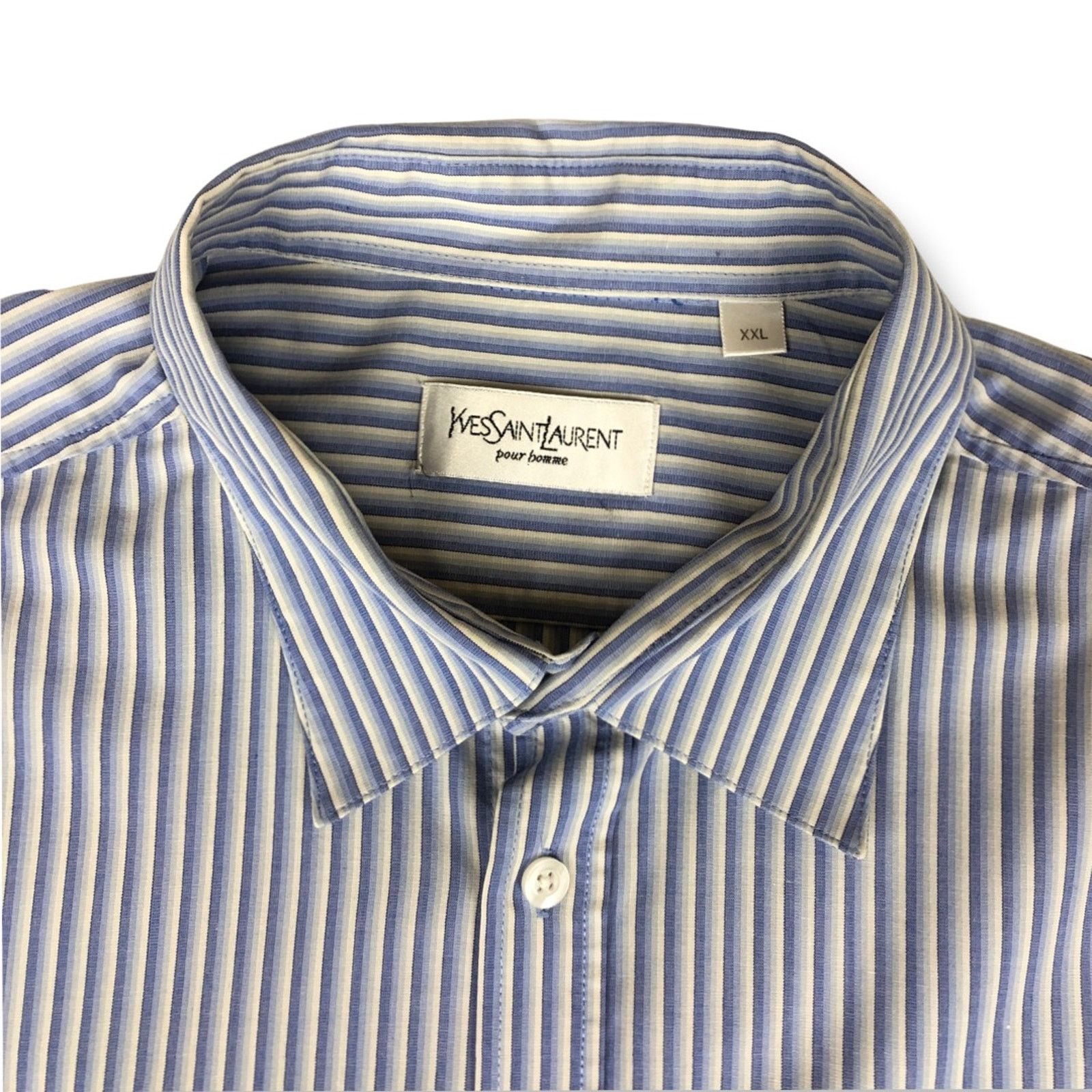 Vintage × Yves Saint Laurent Yves Saint Laurent YSL Logo Striped Shirt Size US XXL / EU 58 / 5 - 2 Thumbnail