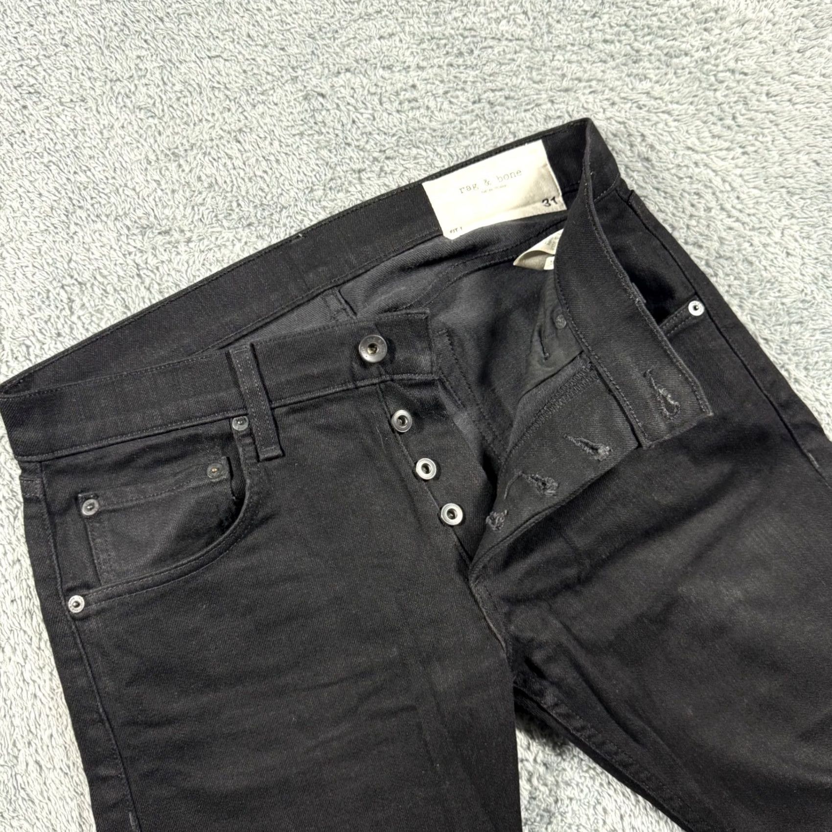 Rag & Bone Rag & Bone Jeans Fit 1 Extra Slim Mens 31x30 Black Button Fly Made in USA Size US 31 - 2 Thumbnail
