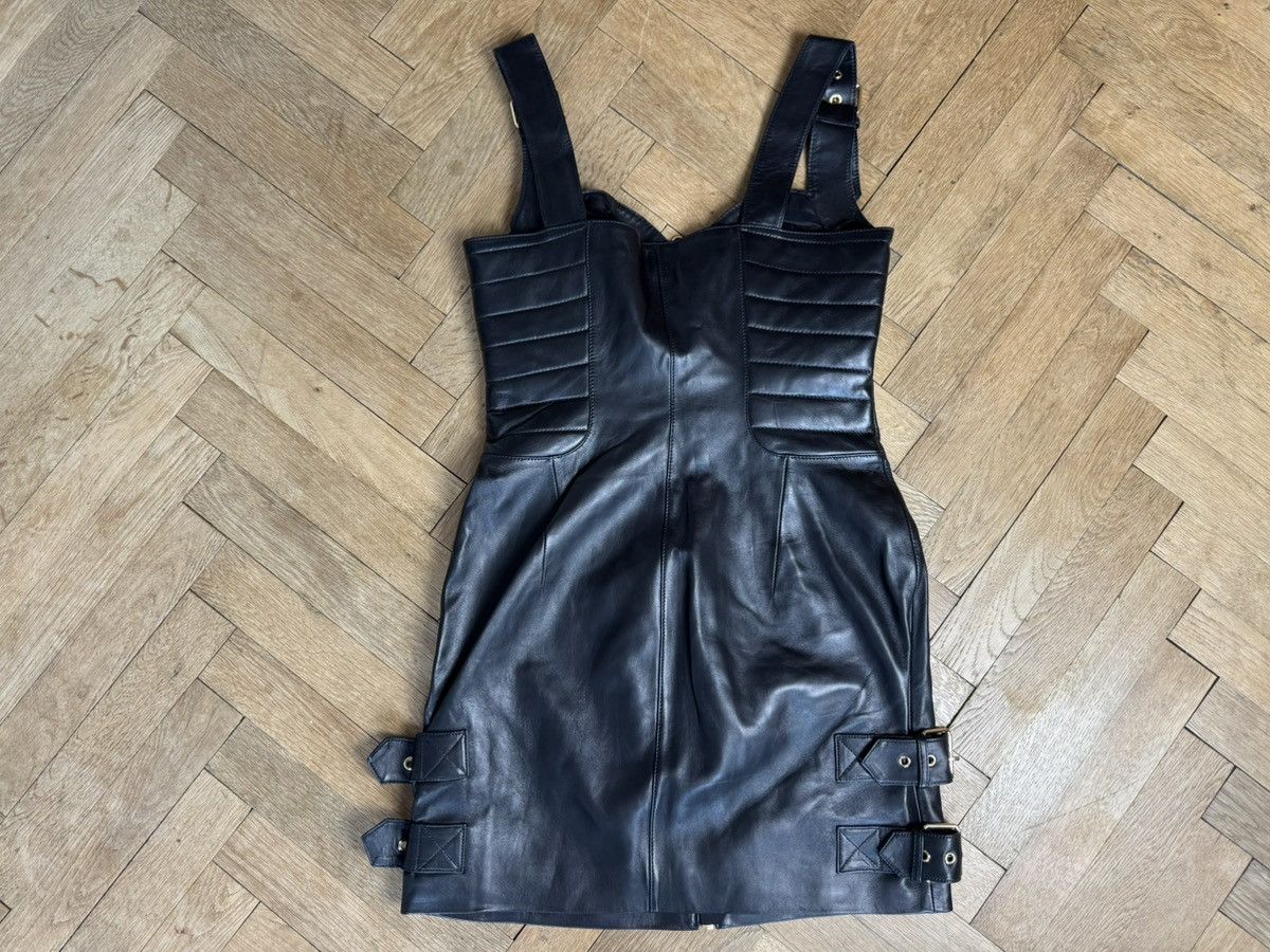 H&M × Moschino NEW Moschino x H&M Black Leather Dress Gold Details Size M / US 6-8 / IT 42-44 - 7 Thumbnail