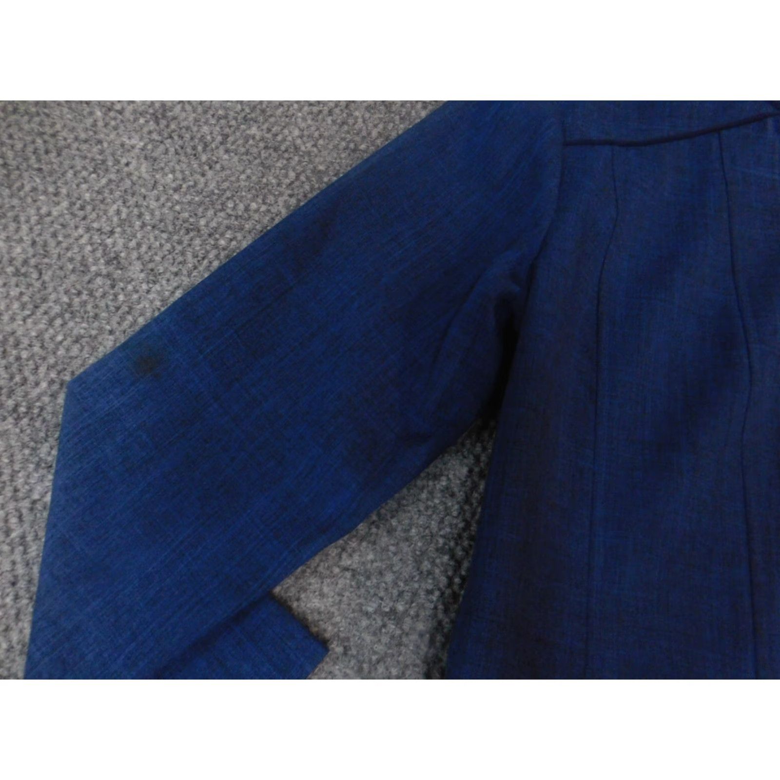 Vintage Sag Harbor Women Blazer 10P Petite Blue Full Zip Stretch Mid-Length Jacket, Business Casual, Long Sleeve, Polyester Size L / US 10 / IT 46 - 4 Thumbnail