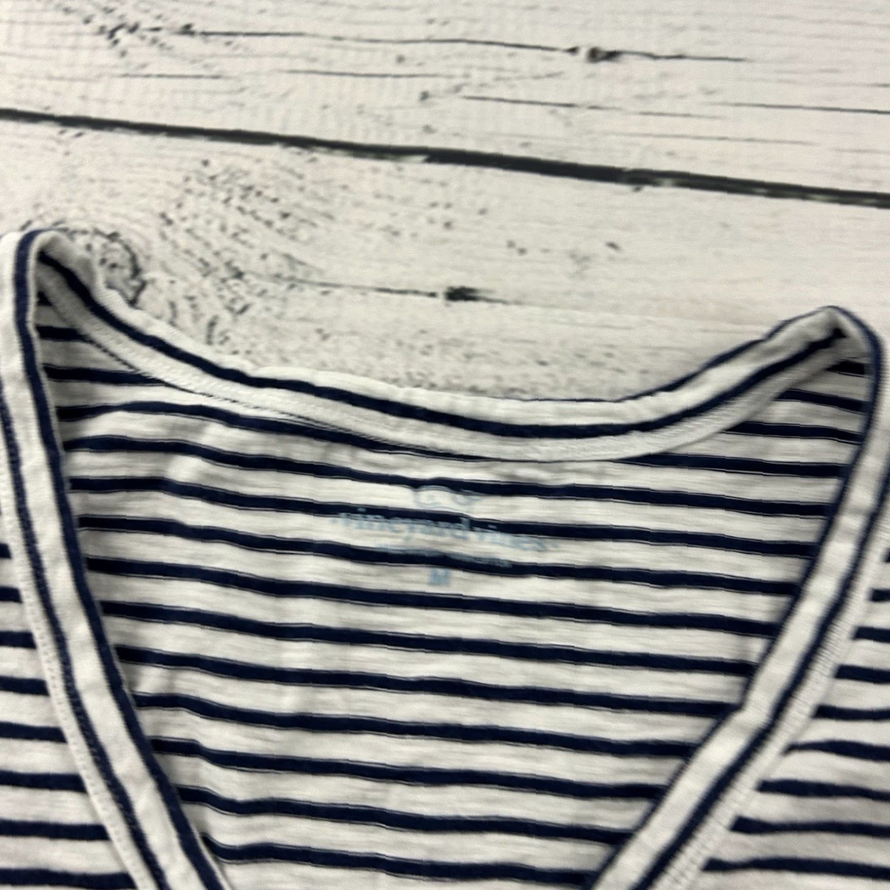Vineyard Vines Vineyard Vines Striped Cotton V-Neck T Shirt Women's M Blue White Size M / US 6-8 / IT 42-44 - 2 Thumbnail