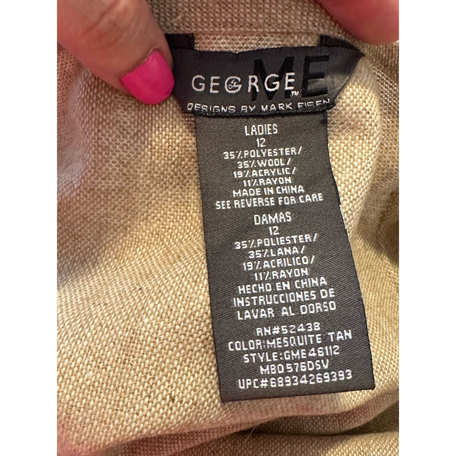 George George beige knee length skirt size 12 Size 32" / US 10 / IT 46 - 3 Thumbnail