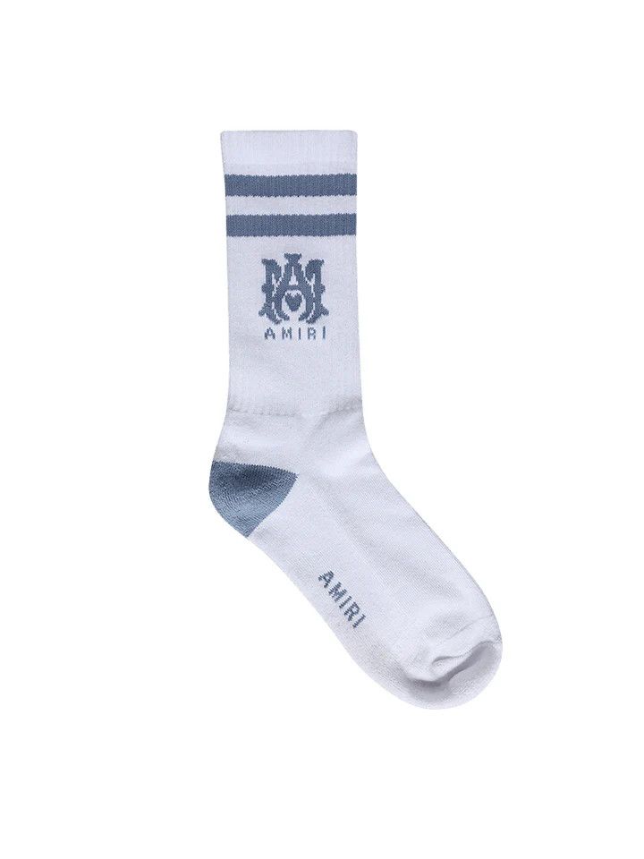 Amiri o1mle0925 Size: 41/42 MA Stripe Socks in White/Dusty Blue Size ONE SIZE - 1 Thumbnail