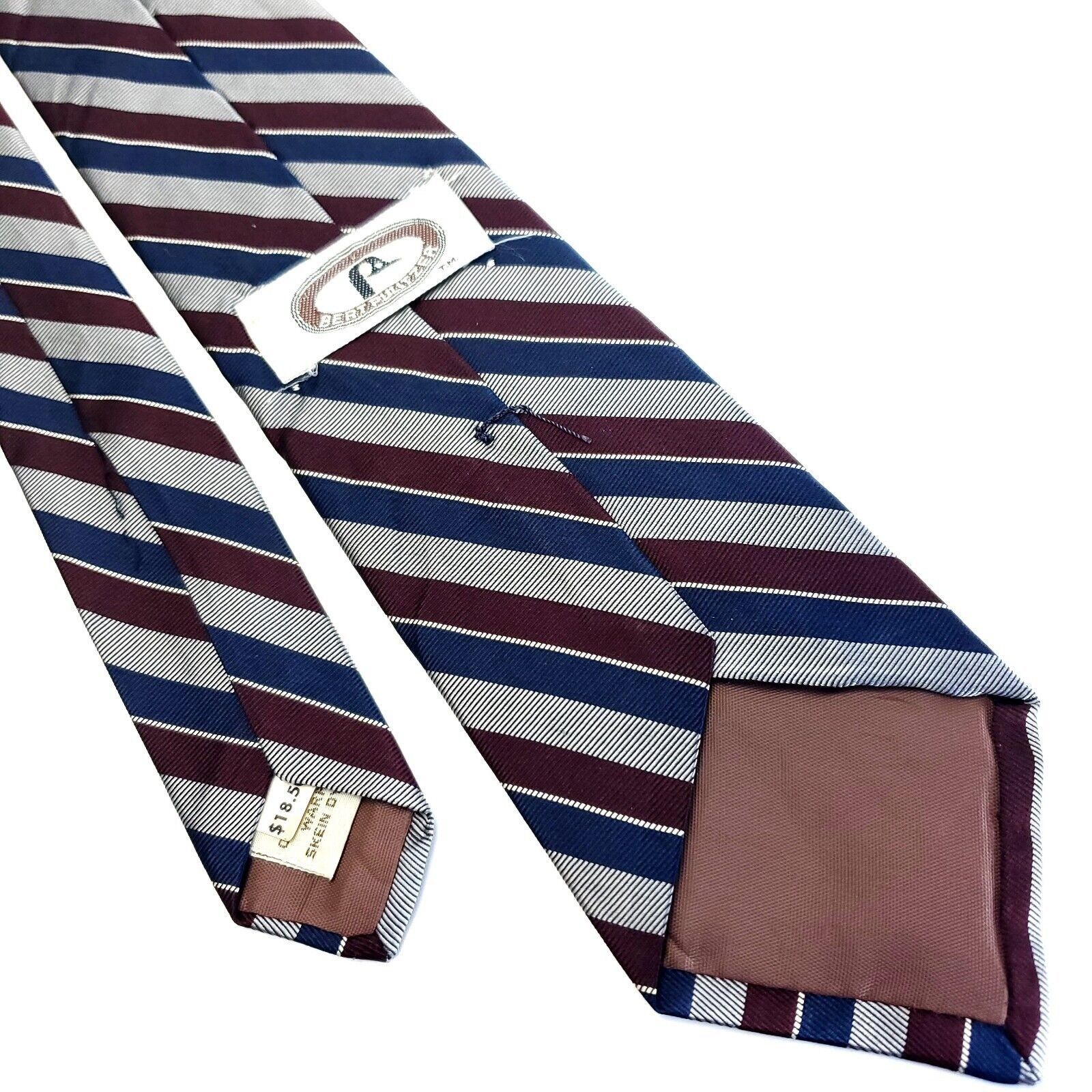 Bert Pulitzer Bert Pulitzer Blue Red Gray Silk Tie Woven Short Skinny Stri Size ONE SIZE - 3 Thumbnail