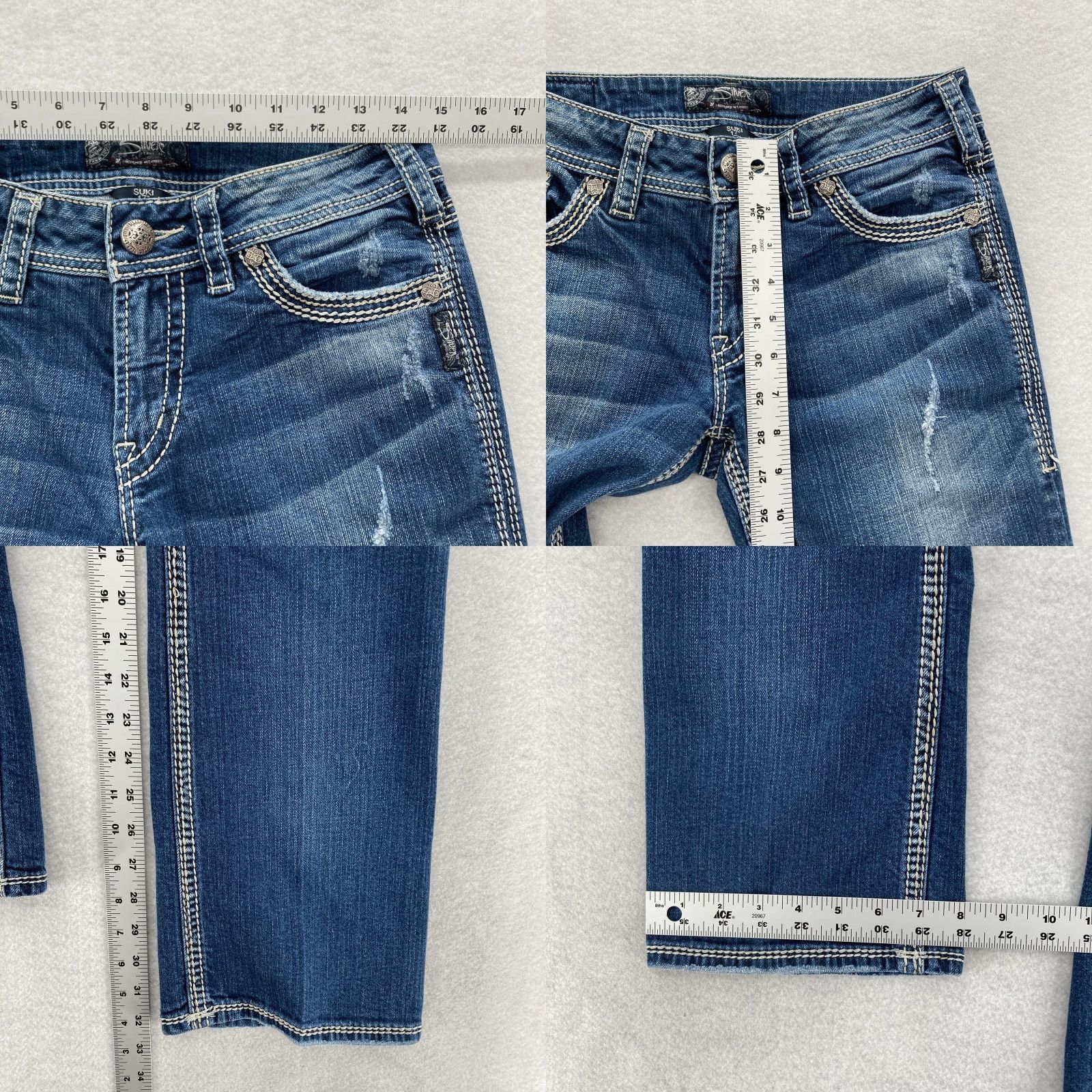 Silver Jeans Co. VINTAGE Silver Jeans Suki Bootcut Womens 29x33 Blue Curvy Fit Contrast Stitch Grunge Y2K Size 29" - 8 Thumbnail