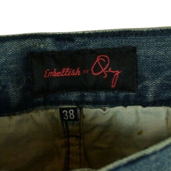 Embellish Embellish Mens 38 x 34 Distressed Blue Biker Jeans New with Size US 38 / EU 54 - 3 Thumbnail