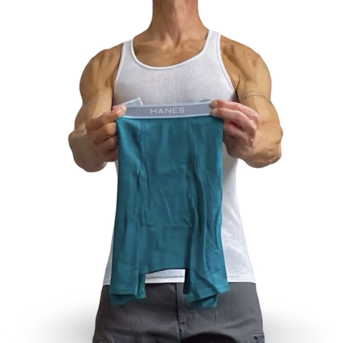 Hanes Hanes Teal / Gray Men’s Underwear Boxer Briefs Size Medium Size 34 - 1 Thumbnail
