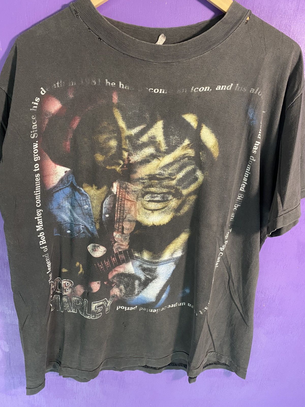 Rap Tees Vintage 90s Bob Marley faded out words rap tee Size US XL / EU 56 / 4 - 3 Thumbnail