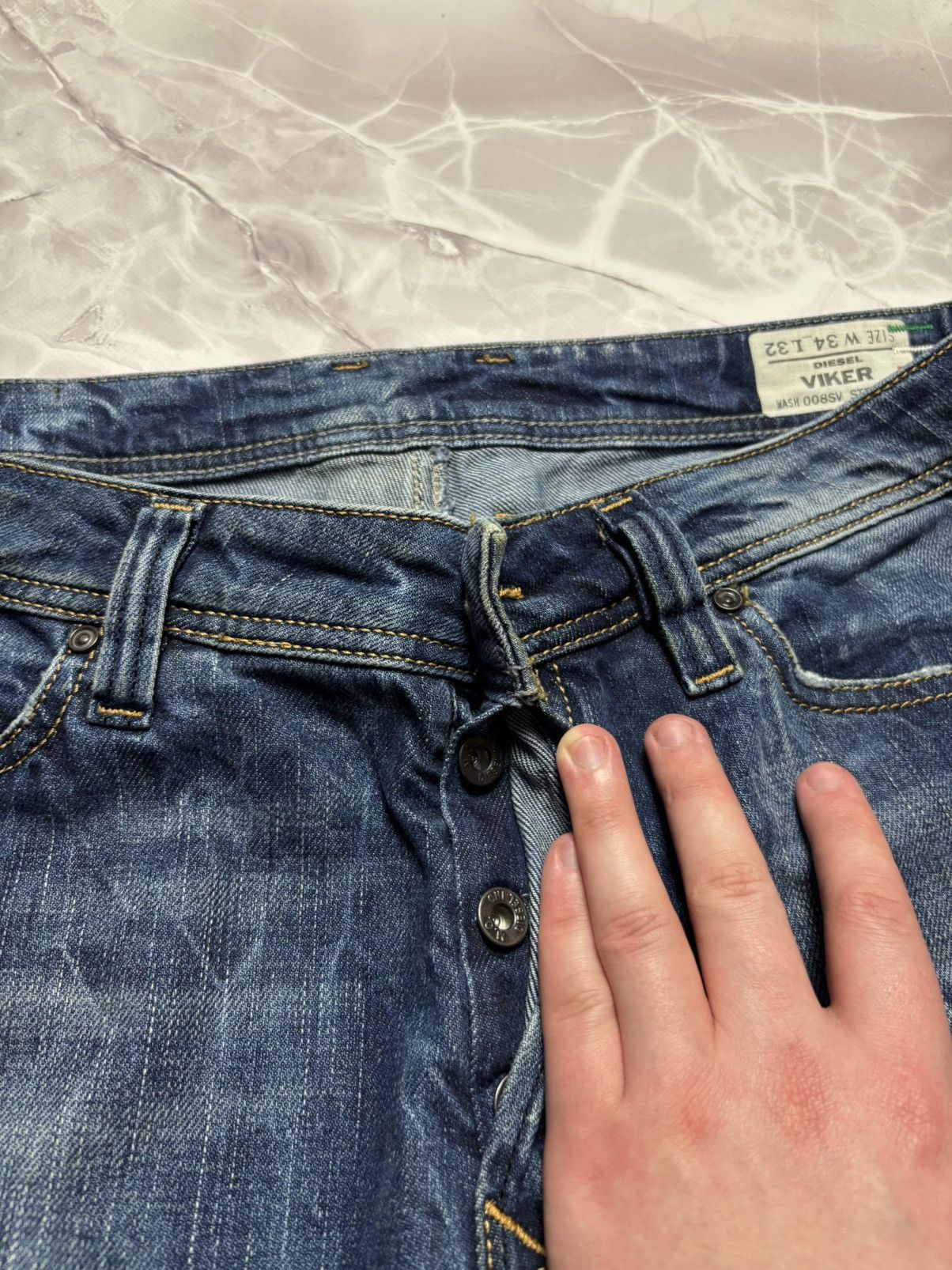 Diesel Diesel VIKER Jeans 008SV Straight Vintage Wash Blue 34x32 Size US 34 / EU 50 - 17 Thumbnail