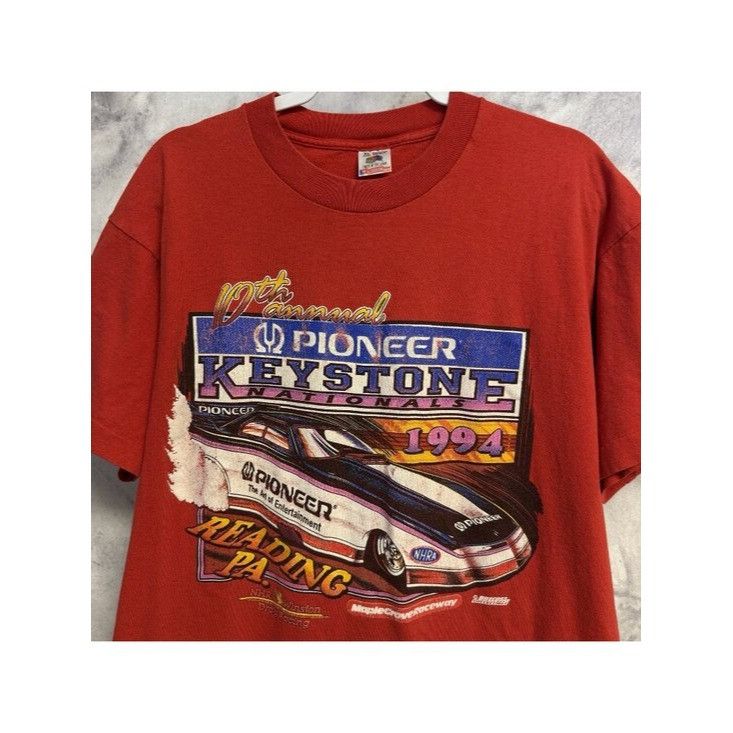 Vintage Vintage 90s NHRA Drag Racing T Shirt Mens XL Red Single Stit Size US XL / EU 56 / 4 - 1 Thumbnail