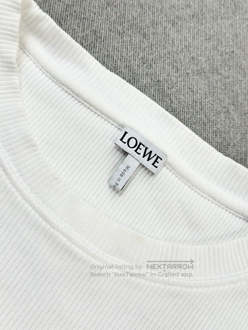 Loewe Loewe White Ribbed Stretch Embroidered Long Sleeve T-Shirt Size S / US 4 / IT 40 - 9 Thumbnail