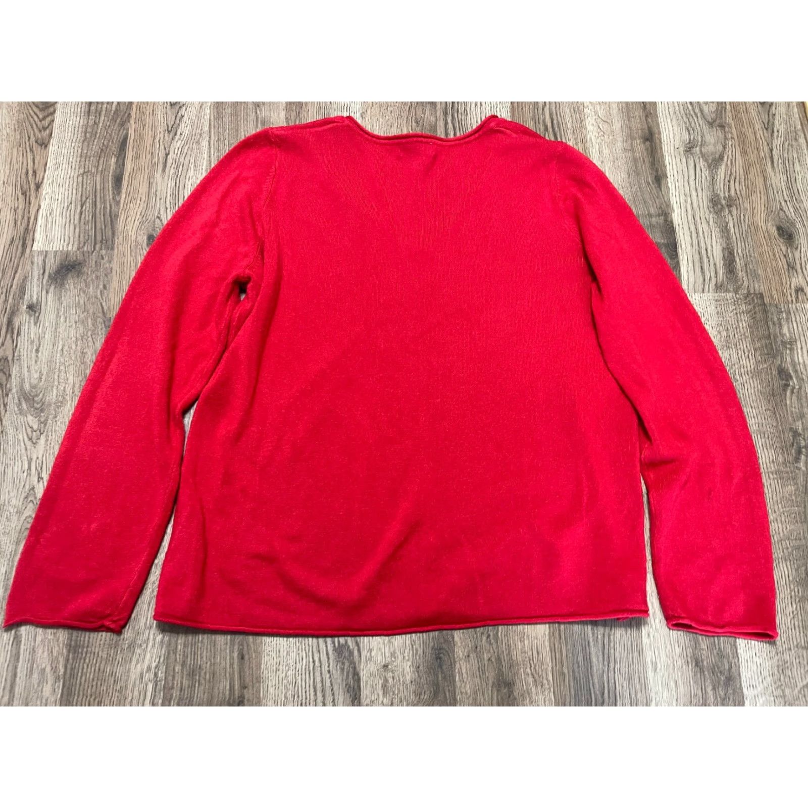 Vintage White Stag Shirt Women's XXL Red Long Sleeve V-Neck T-Shirt Pullover Casual Modern Basic 2XL Regular Womens Size XXL / US 16-18 / IT 52-54 - 2 Thumbnail