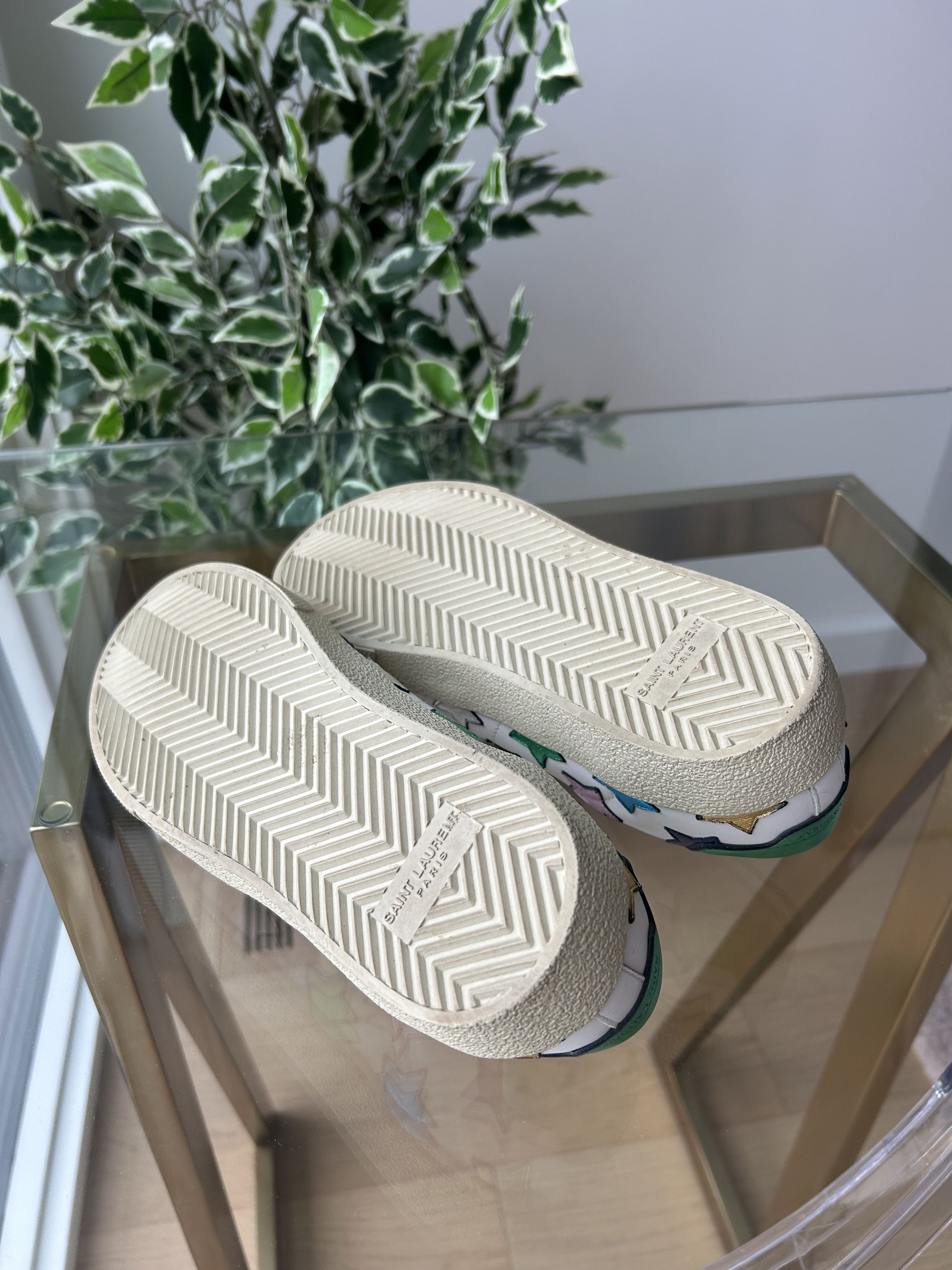 Saint Laurent Paris Saint Laurent - Court Leather Trainers with Stars - 38.5 Size US 8.5 / IT 38.5 - 6 Thumbnail