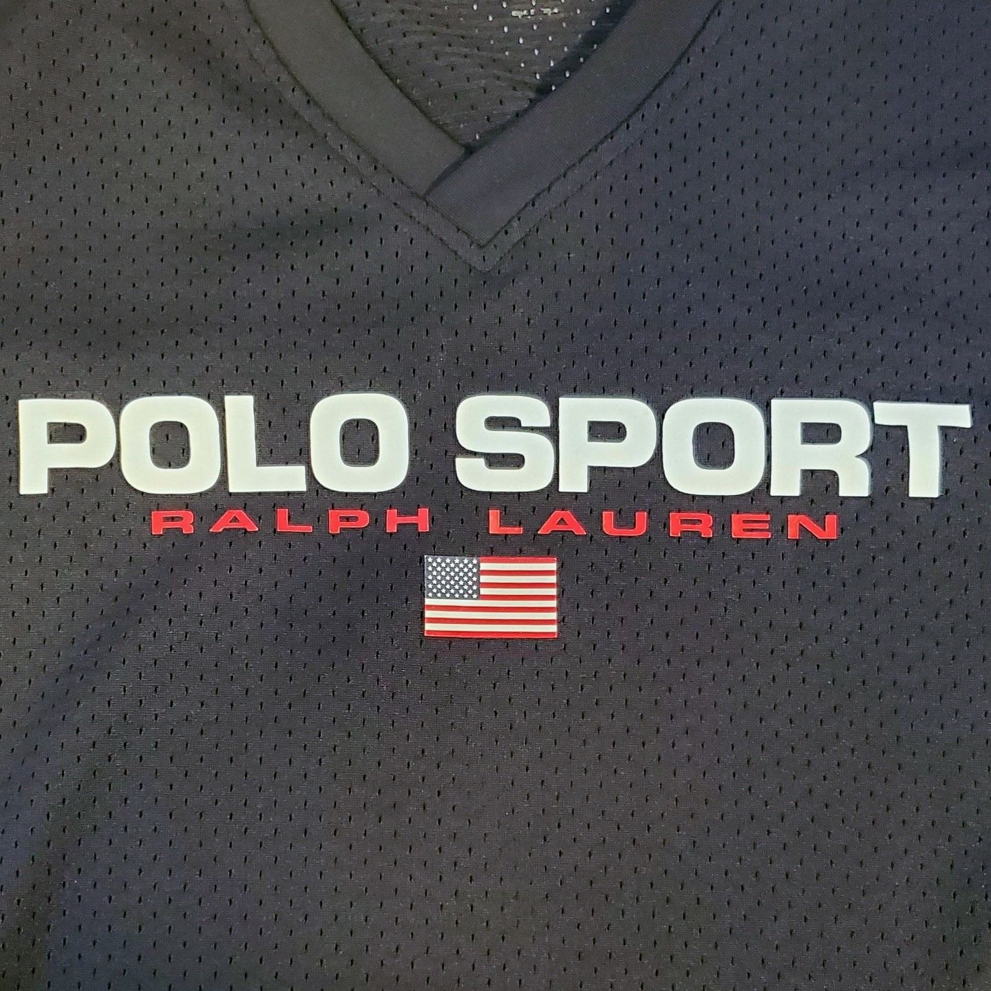 Polo Ralph Lauren POLO SPORT Ralph Lauren Mesh V-Neck Jersey Shirt Black Roya Size US XL / EU 56 / 4 - 2 Thumbnail
