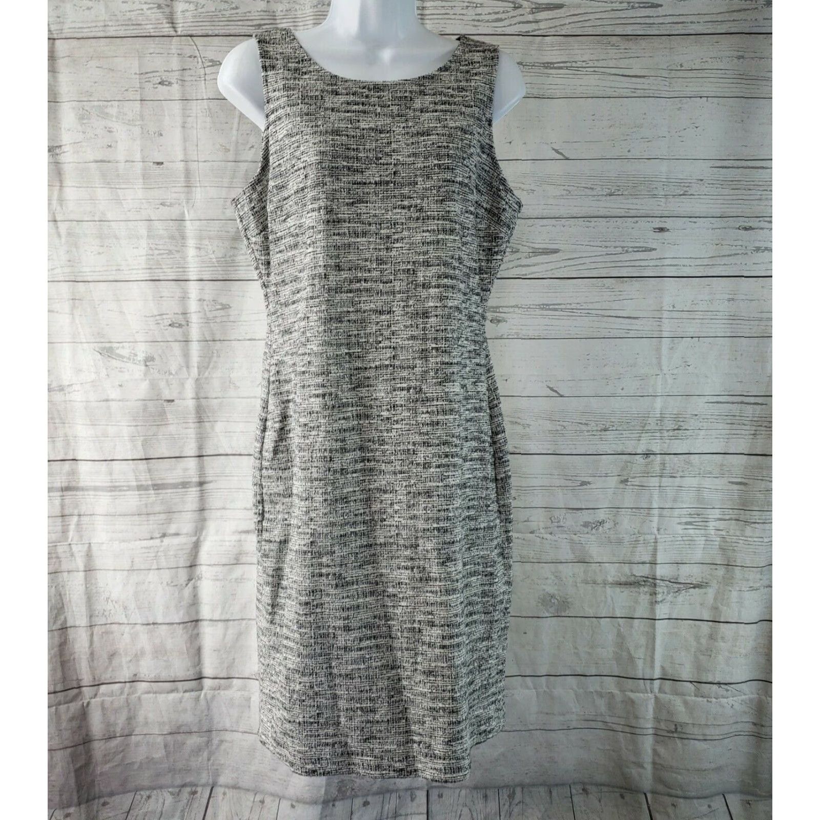 Vintage Hailey 23 Morton Knit Dress Womens L Gray Sleeveless Knit Dress Sheath"} Size L / US 10 / IT 46 - 2 Thumbnail