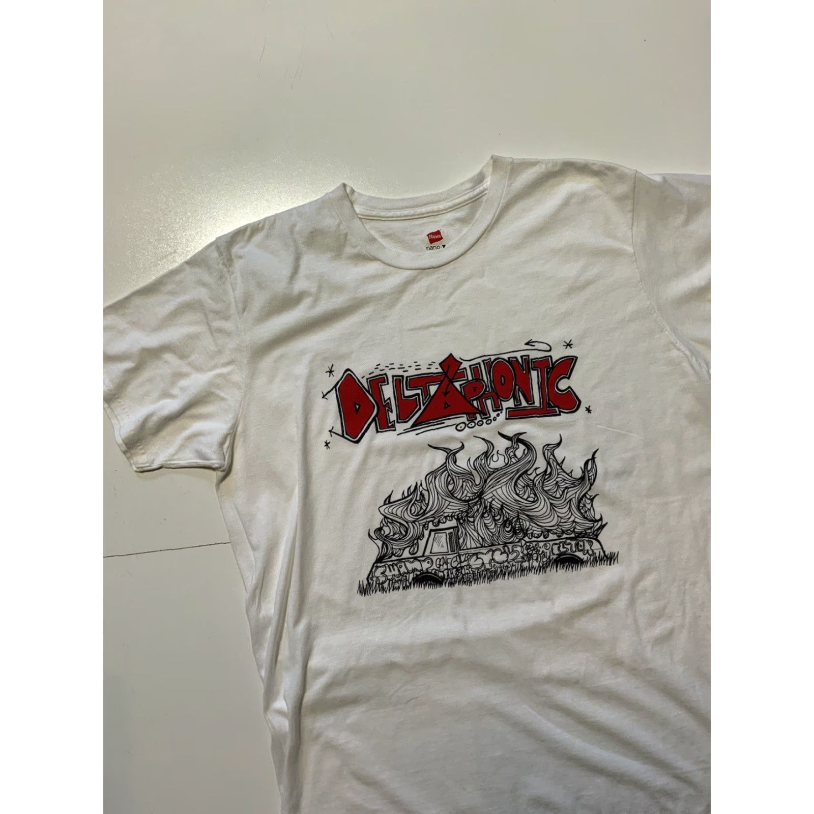 Hanes Deltaphonic Swamp Cycle Southern Rock Band Graphic Official Merch S/S T-Shirt MD Men White Medium Hanes Size US M / EU 48-50 / 2 - 4 Thumbnail