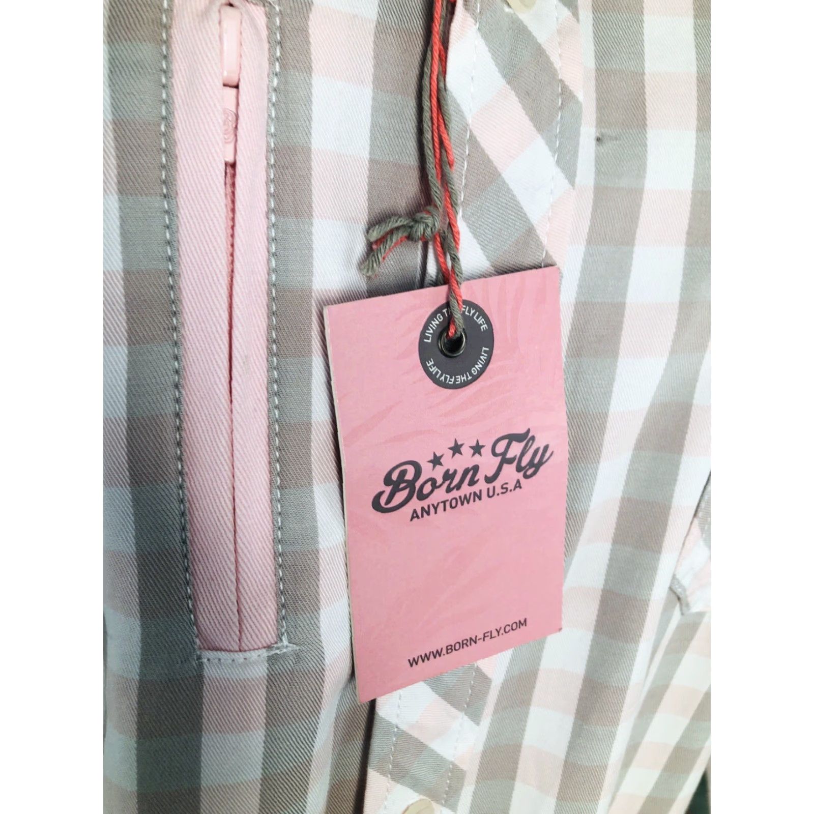 Born Born Fly Shirt Mens 2XL Embroidered ANYTOWN USA Pink Long Sleeve Button-Up Size US XXL / EU 58 / 5 - 5 Thumbnail