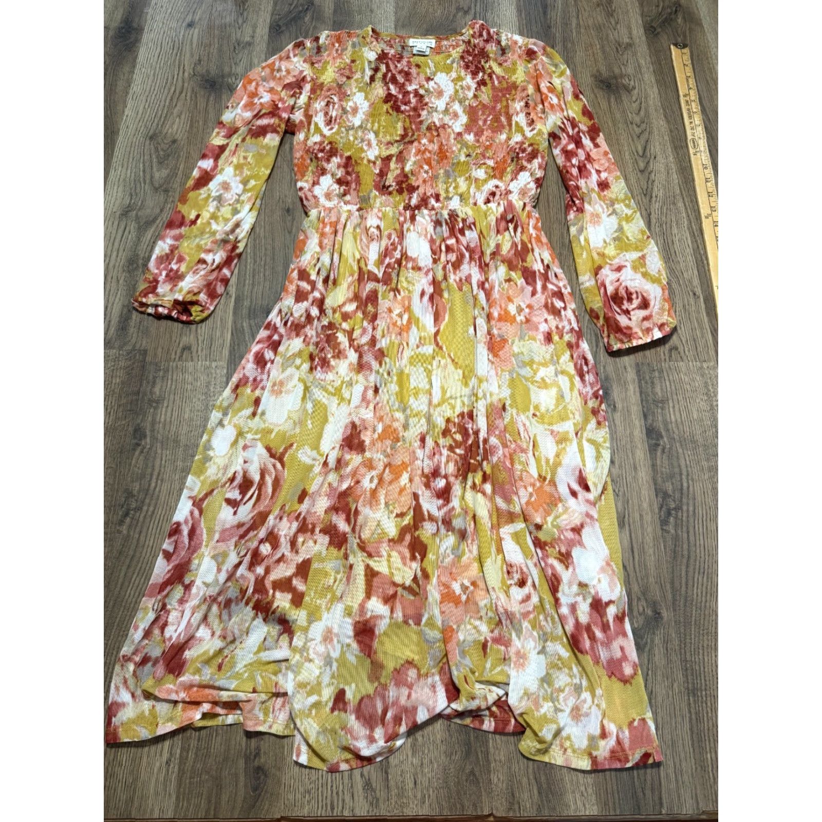 Vintage Enfocus Studio Dress Women's Size 4 Pink Yellow White Long Sleeve Dress Size S / US 4 / IT 40 - 2 Thumbnail