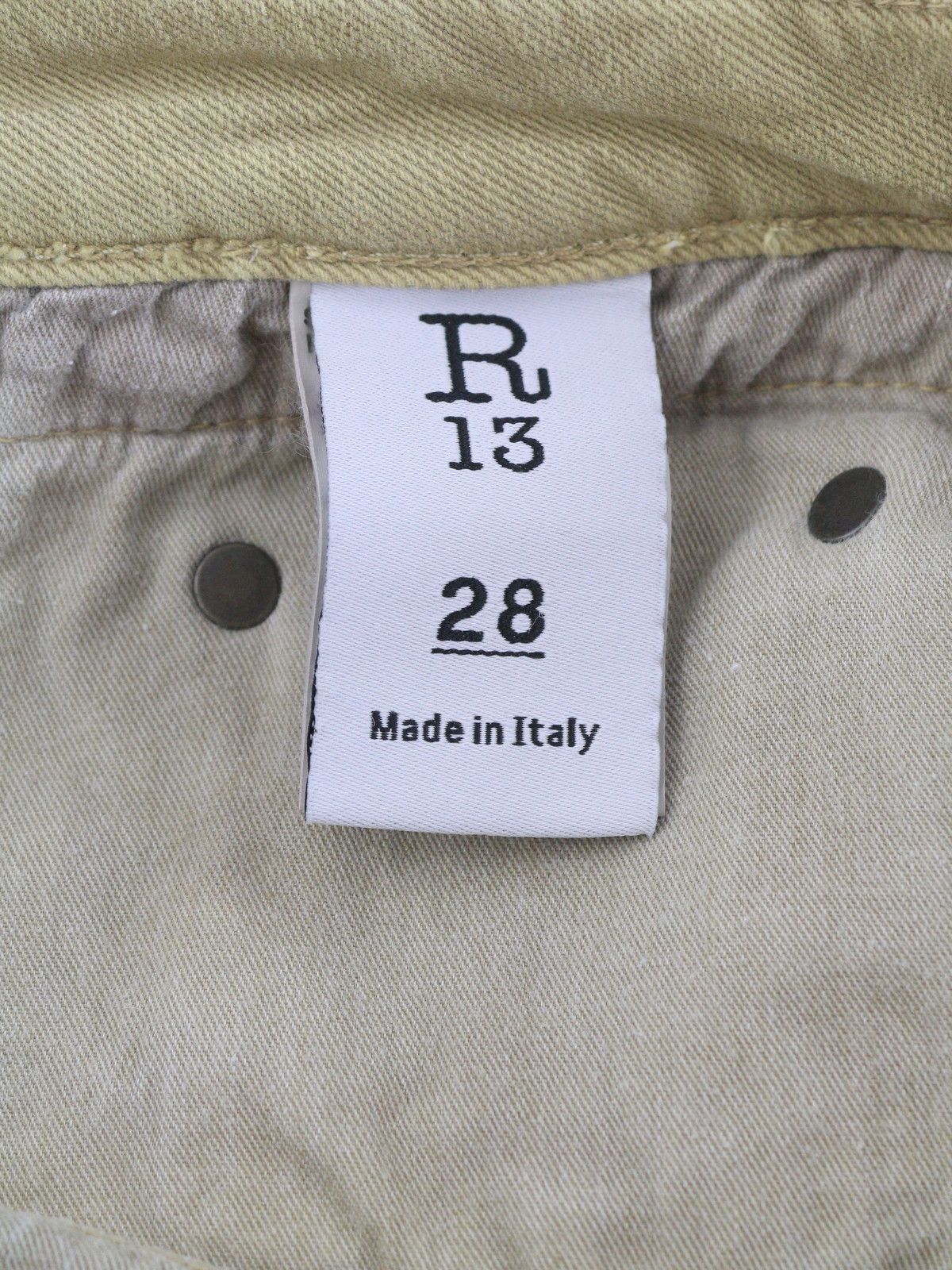 R13 BOY STRAIGHT 28 Khaki Stretch Denim Cropped Pockets 86303 Size 28" / US 6 / IT 42 - 9 Thumbnail