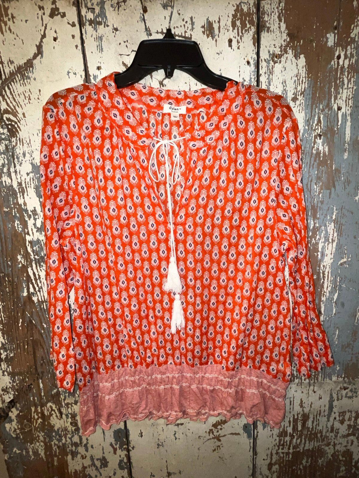 dylan Orange Boho Blouse Women's Medium Size M / US 6-8 / IT 42-44 - 2 Thumbnail