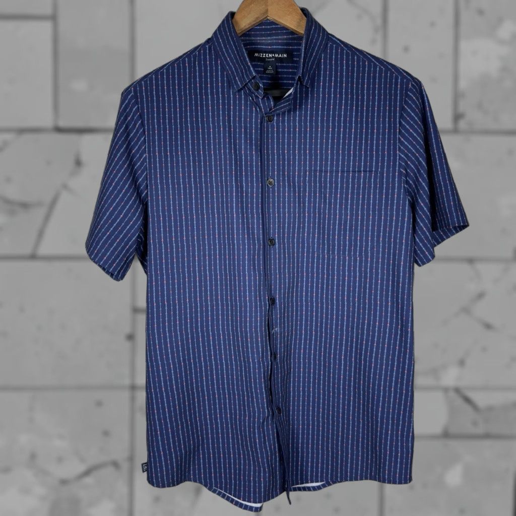 Mizzen+Main Mizzen+Main Blue Casual Short Sleeve Button-Down Shirt Mens Size S Size US 29 - 1 Thumbnail