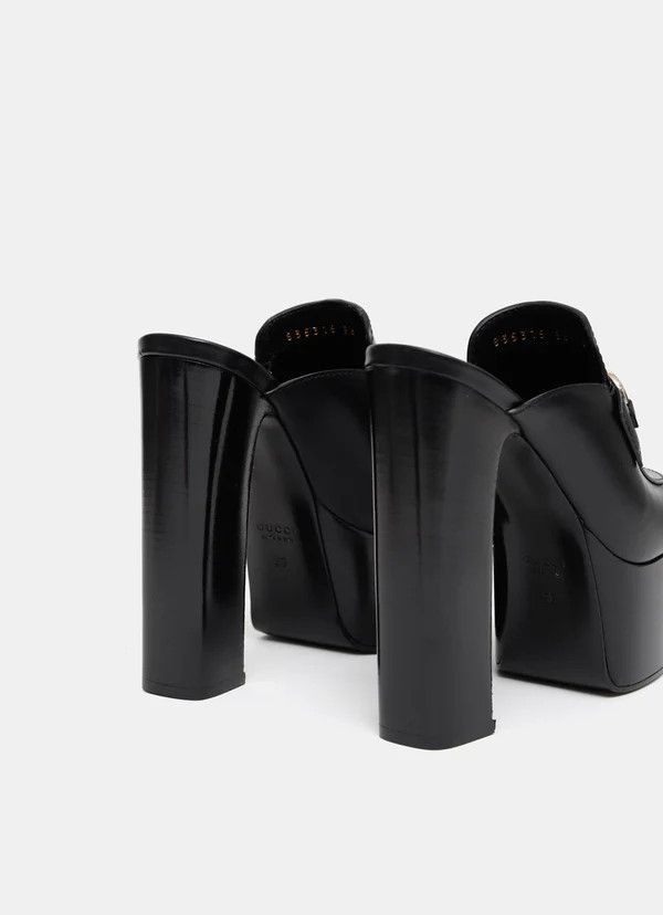Gucci oc11z0226 Women's Platform Mule With Horsebit In Black Size US 10 / IT 40 - 3 Thumbnail