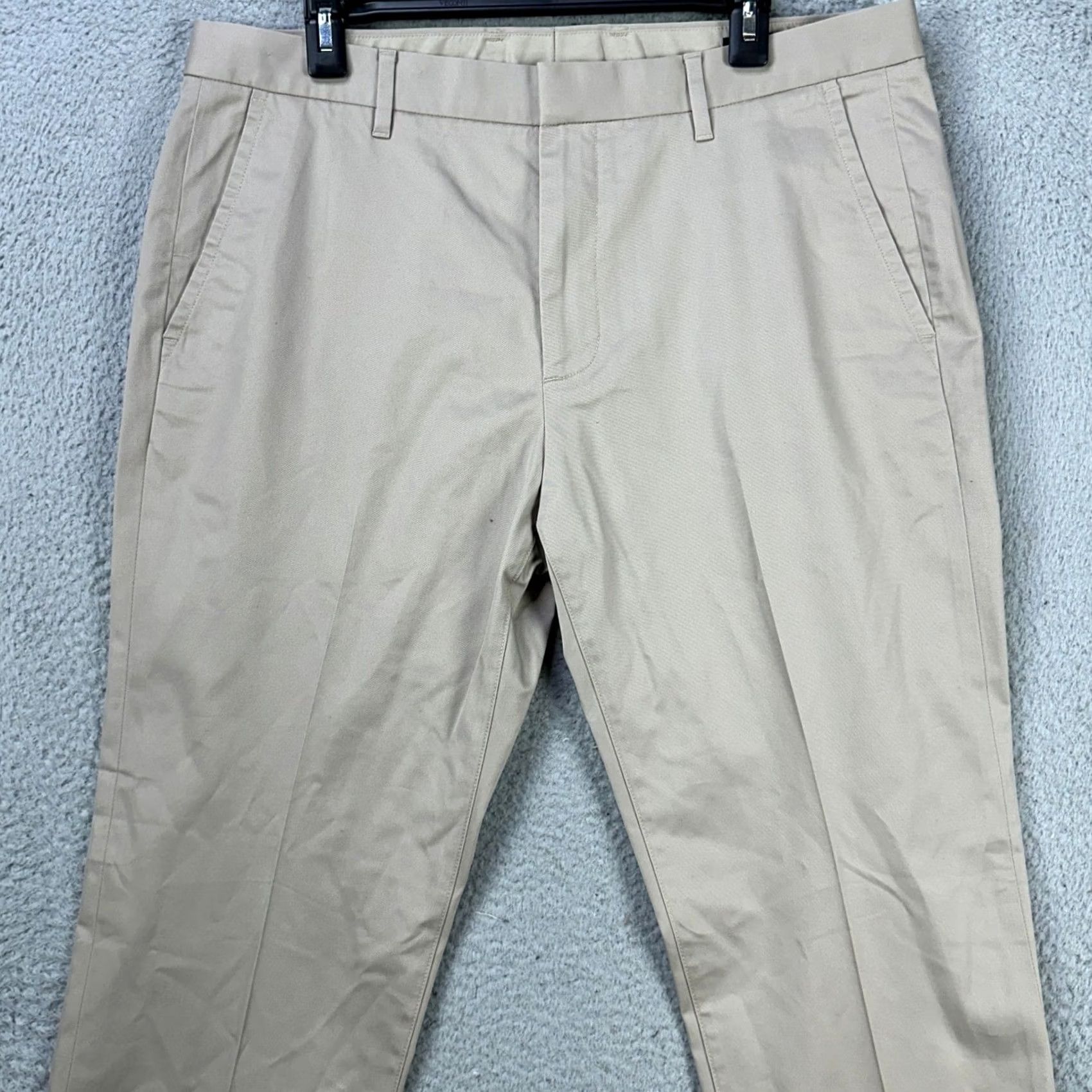 Bonobos Bonobos Wednesday Men Khaki Pants 35X30 Beige Flat Front Straight Tailored NEW Size US 35 - 3 Thumbnail