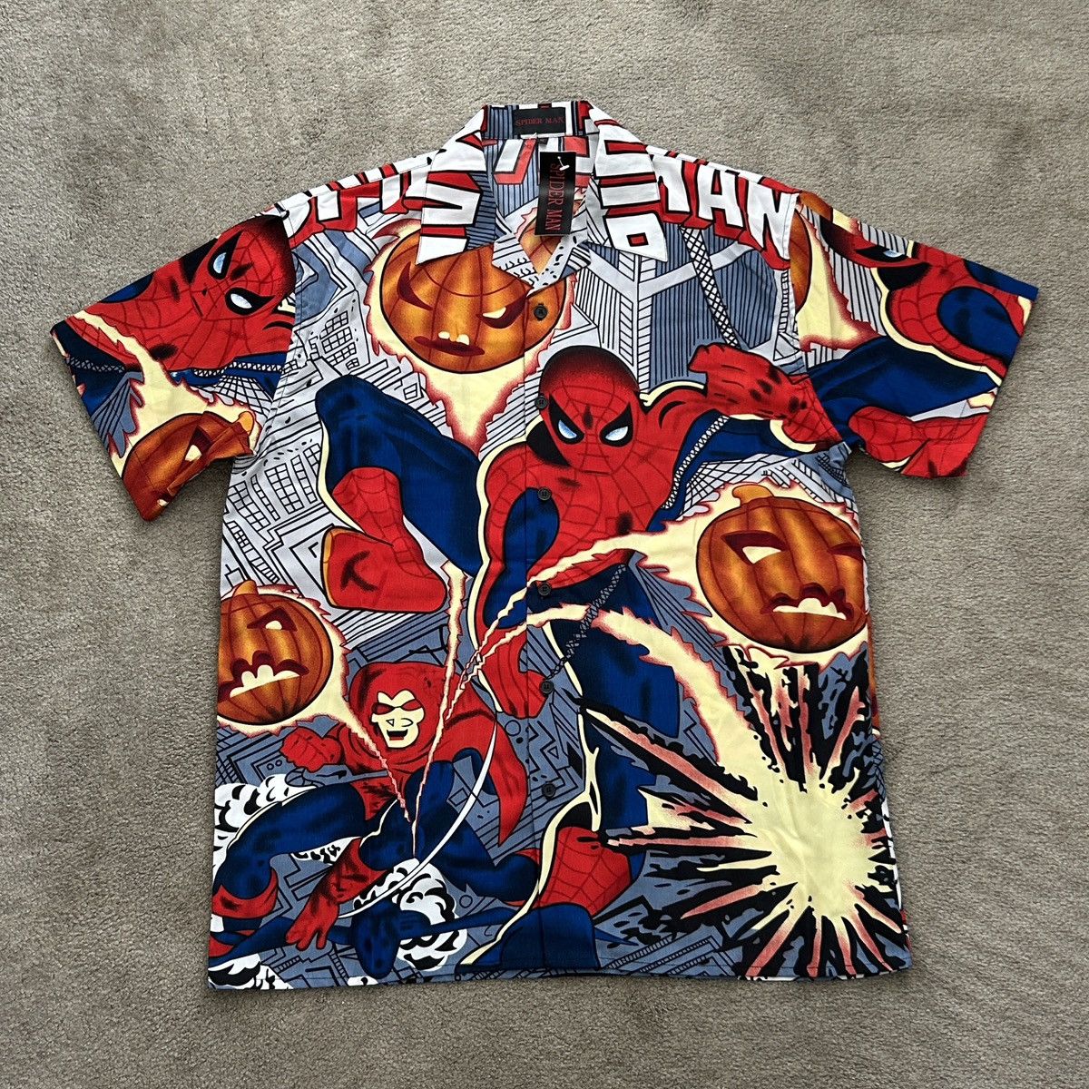 Marvel Comics Y2K Spiderman Goblin multicolor All Over Print AOP button up Size US M / EU 48-50 / 2 - 1 Thumbnail