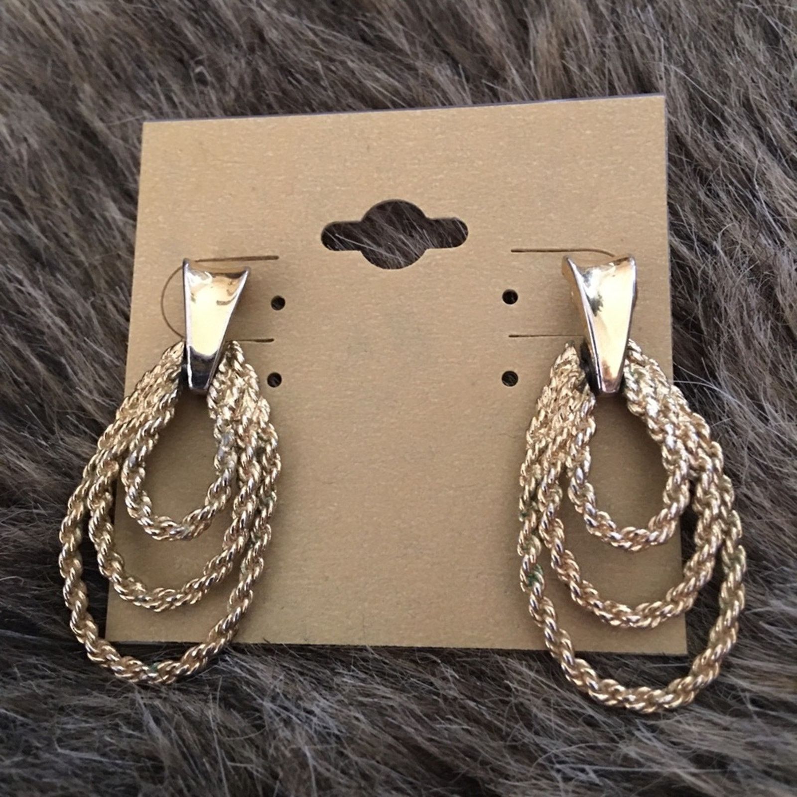 Vintage Vintage gold tone rope design pierced earrings Size ONE SIZE - 2 Thumbnail