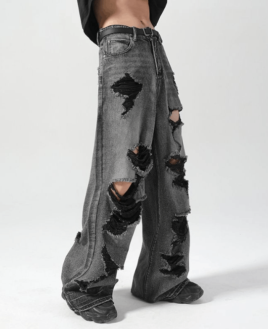 Japanese Brand Men's distressed trendy loose ripped beggar jeans Size US 34 / EU 50 - 2 Thumbnail