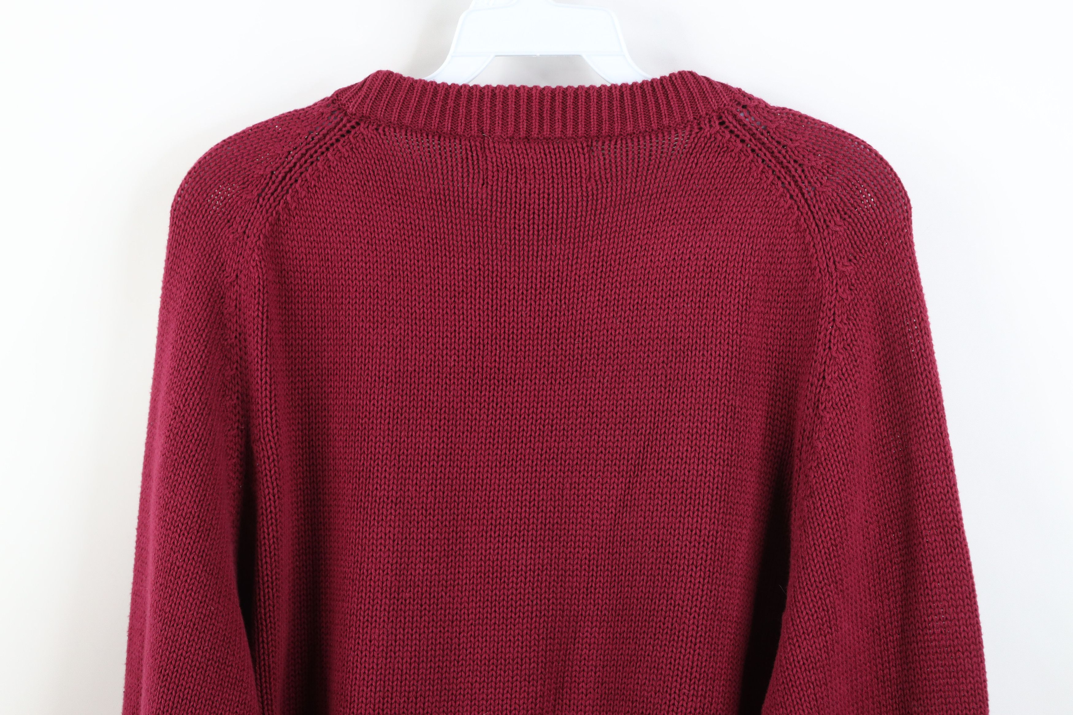 Eddie Bauer Vintage 90s Eddie Bauer Cotton Knit Crewneck Sweater Maroon Size US L / EU 52-54 / 3 - 10 Thumbnail