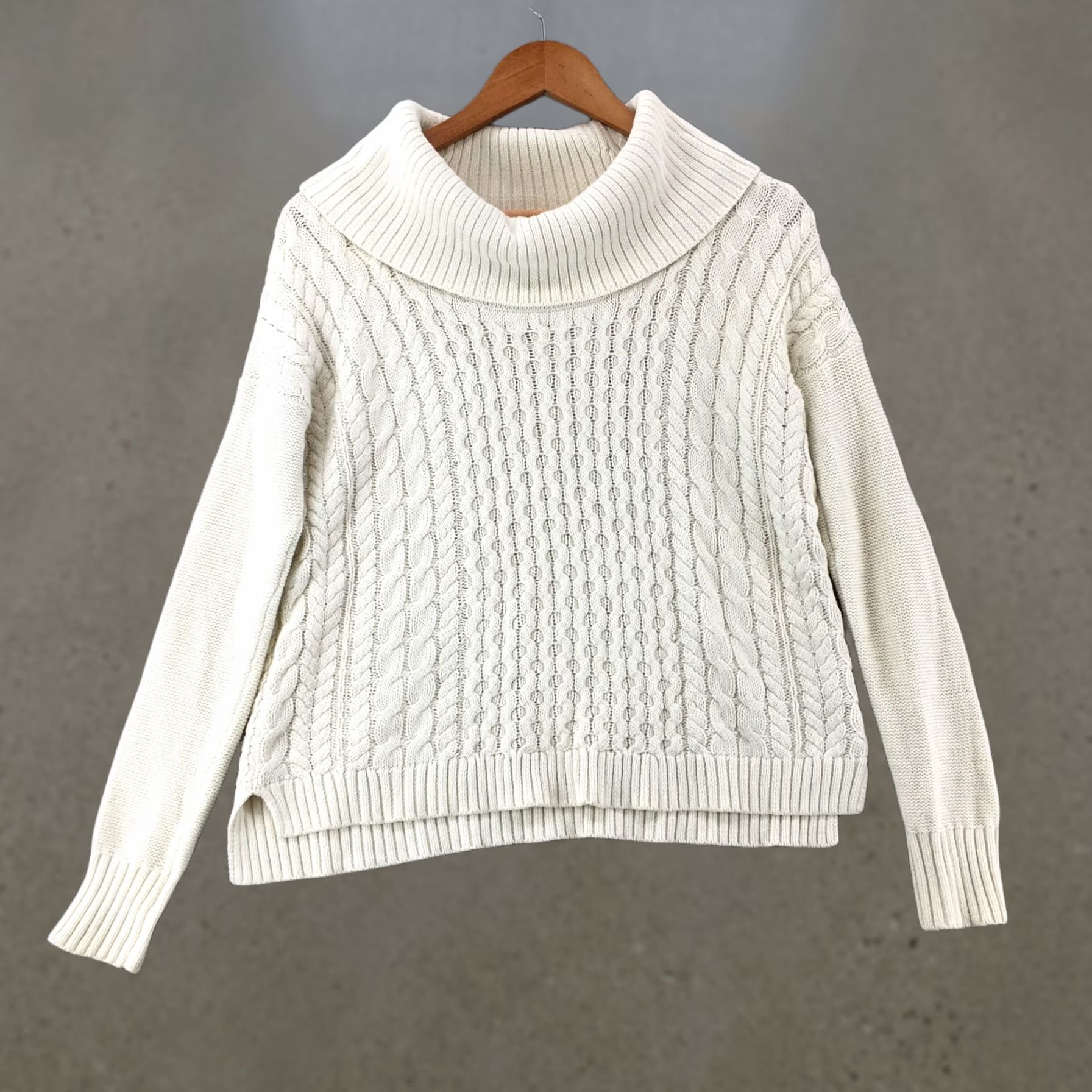 American Eagle Outfitters American Eagle Outfitters Sweater Womens Small Beige Cable Knit Cowl Neck Casual Fall Winter Knit Pullover Womens XS- Regular? Size S / US 4 / IT 40 - 1 Thumbnail