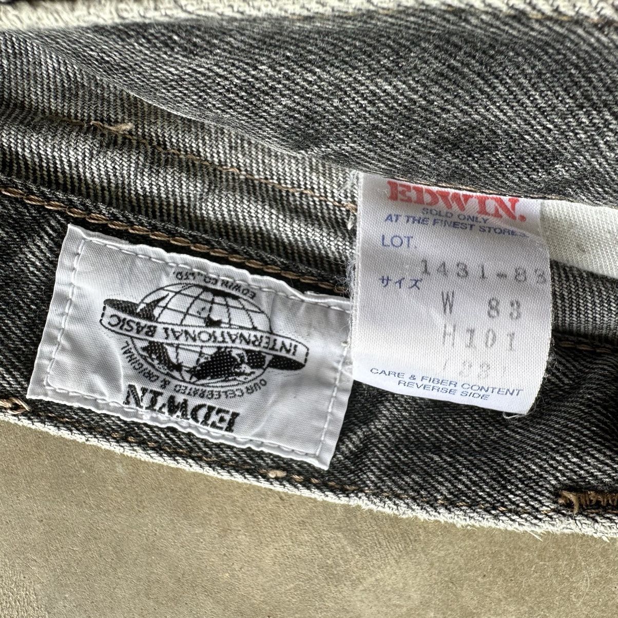 Japanese Brand Vintage Edwin Black Faded Distressed Denim Jean Pant W31 Size US 31 - 6 Thumbnail