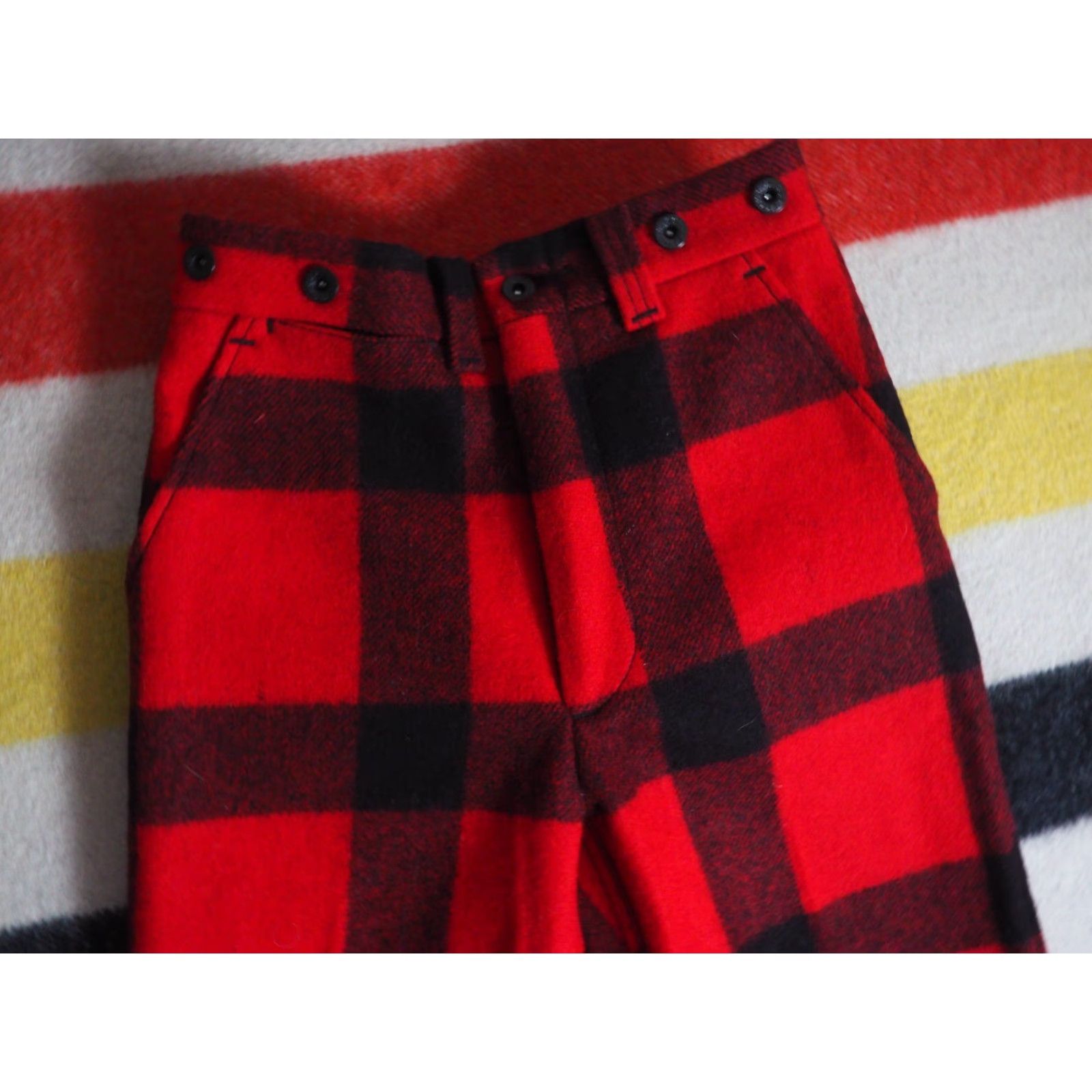 Filson VTG Filson Seattle Wool Plaid Pants Mens 27x31 Red Black Buffalo 80s 70s Straight Front Pockets Multicolor Wool 27x31 Mens Size US 27 - 3 Thumbnail