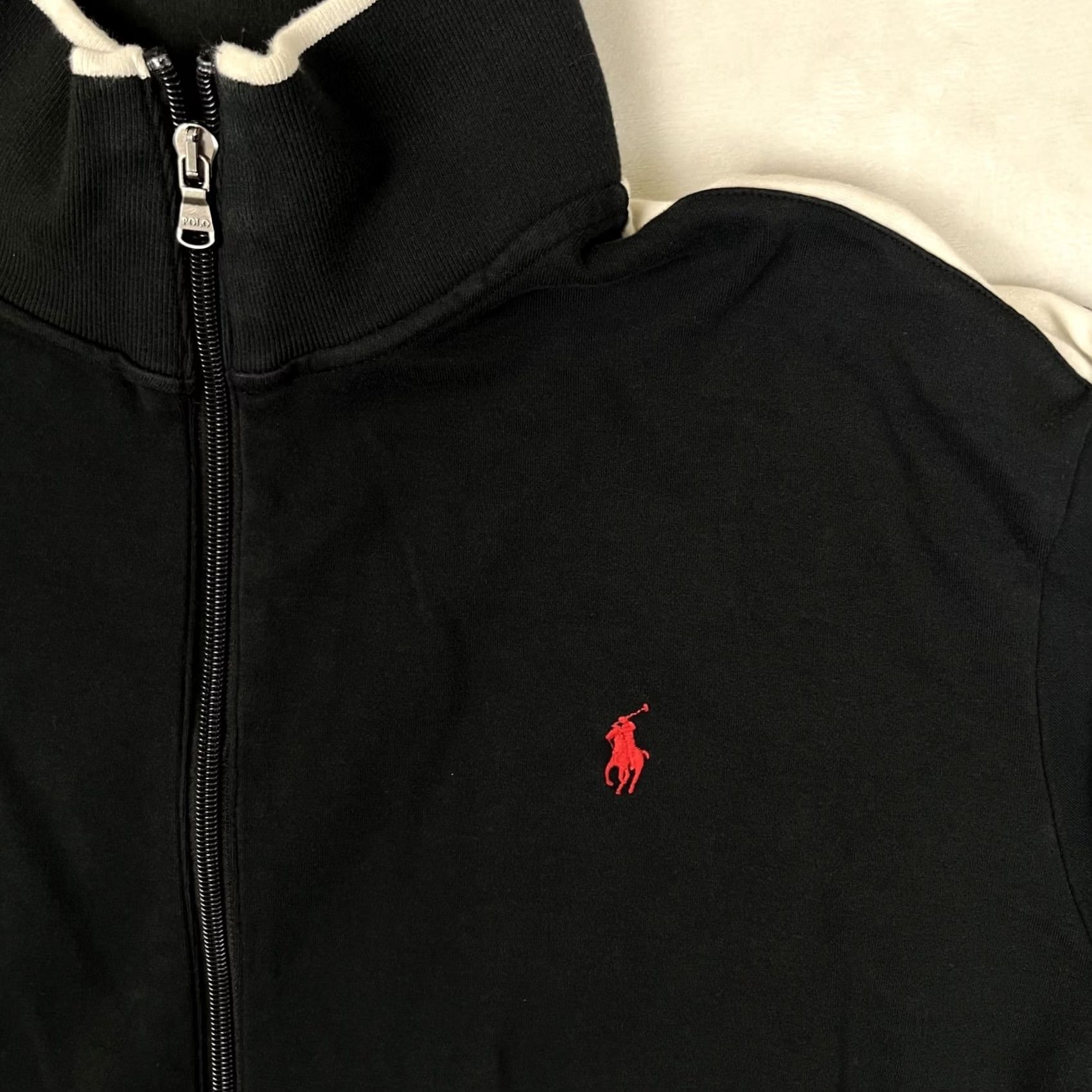 Polo Ralph Lauren Polo Ralph Lauren Track Jacket Mens 2XL Black Colorblock Full Zip Stand-Up Collar Zipper Pockets Size US XXL / EU 58 / 5 - 2 Thumbnail