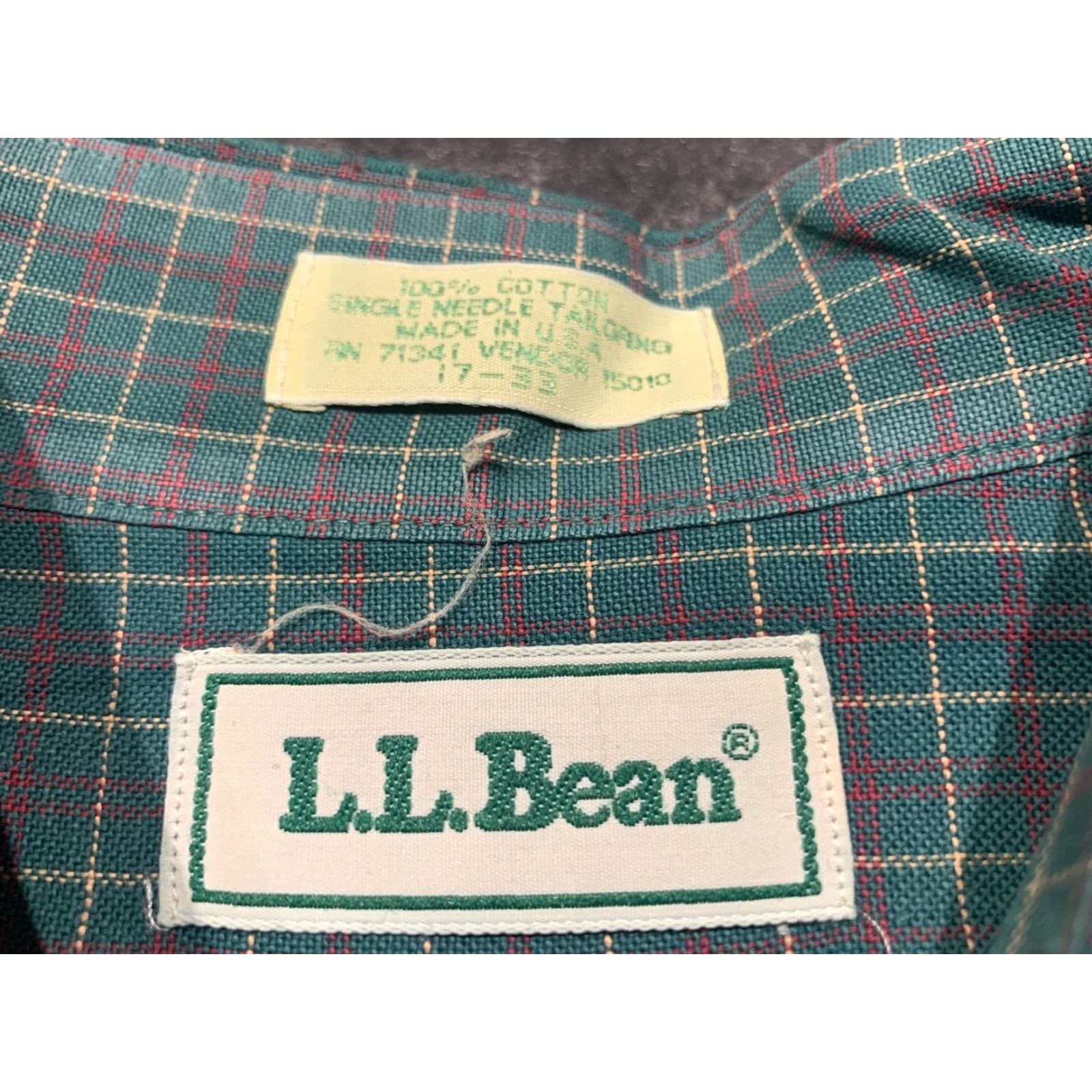Vintage L.L. Bean Dress Shirt Men 17 Regular Cotton Blue Long Sleeve Button-Down Preppy Oxford Size 46R - 5 Thumbnail