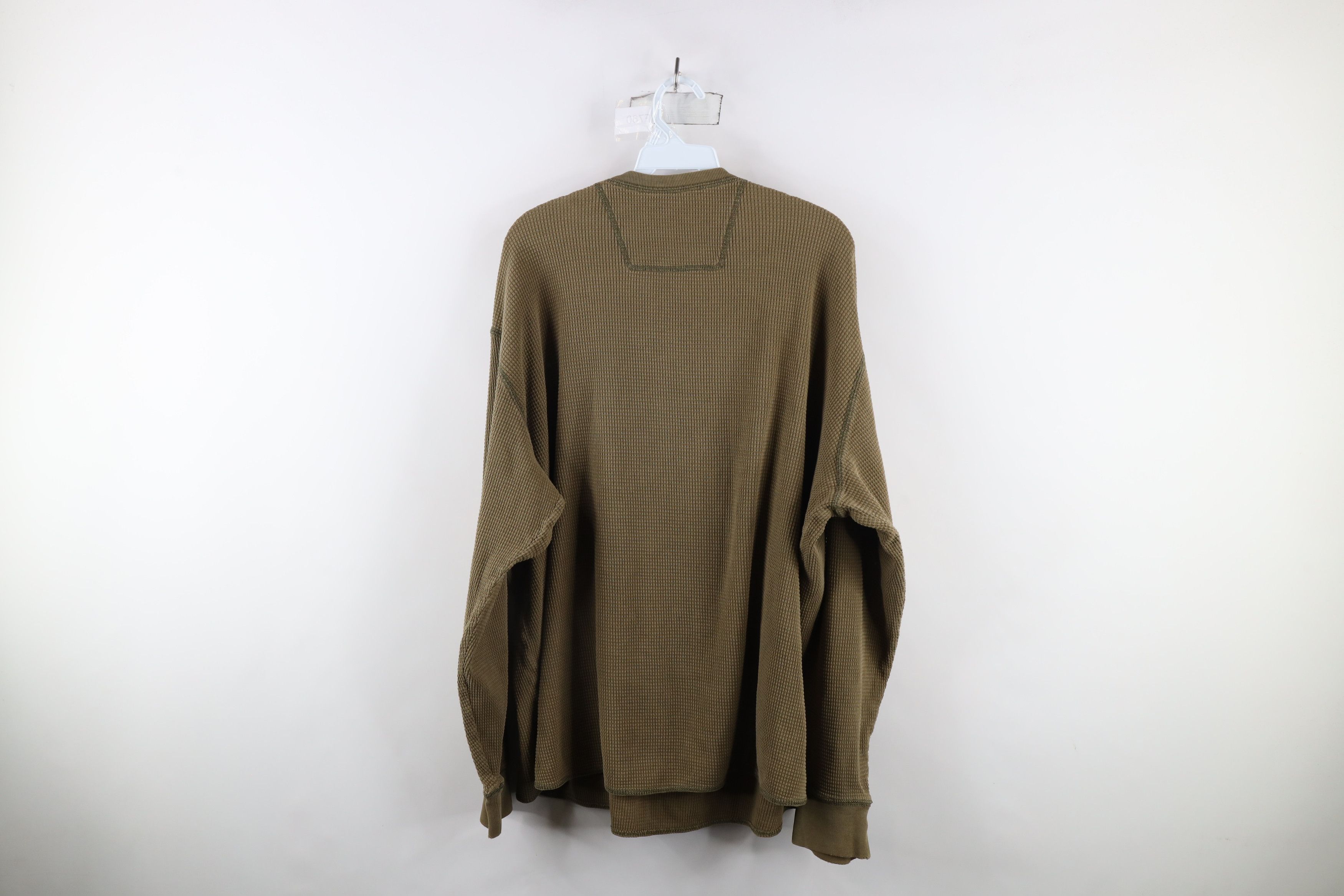 Eddie Bauer × Vintage Vintage 90s Eddie Bauer Thermal Waffle Knit T-Shirt Olive Size US XXL / EU 58 / 5 - 8 Thumbnail
