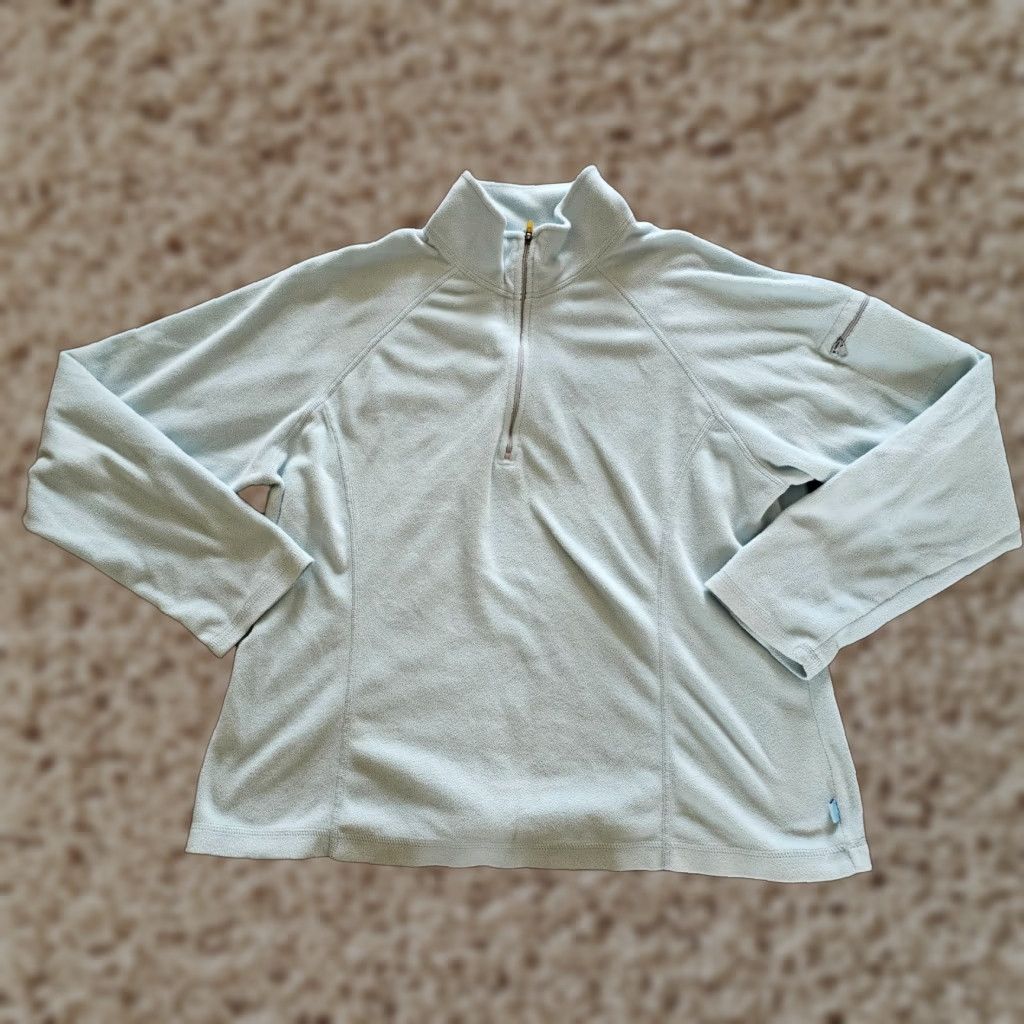 Vintage L.L. Bean Sweater Top Womens Large Green Fleece 1/4 Zip Long Sleeve Classic Basic Size L / US 10 / IT 46 - 1 Thumbnail