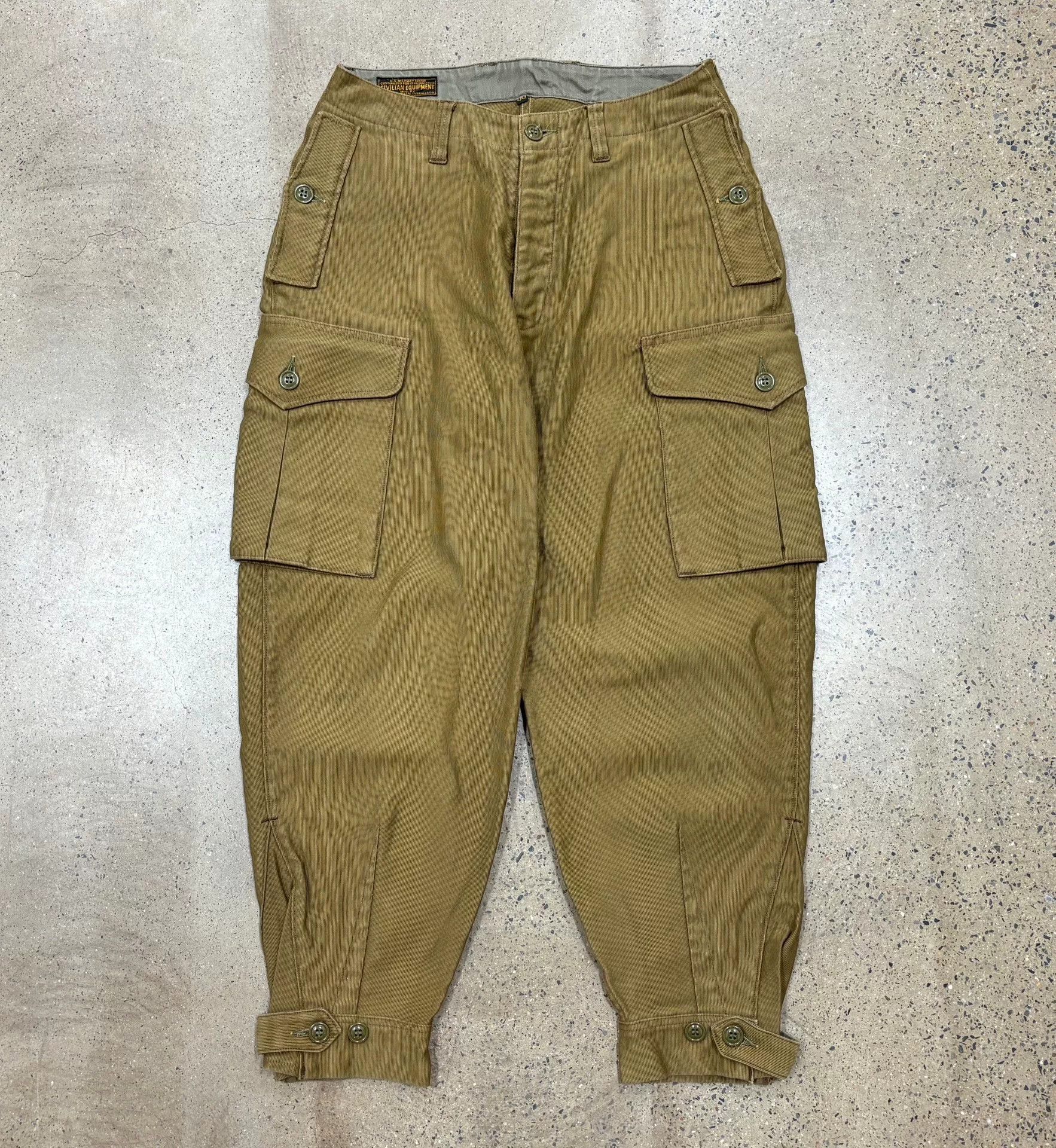 Freewheelers ground crew trousers in classic khaki color Size US 30 / EU 46 - 1 Thumbnail