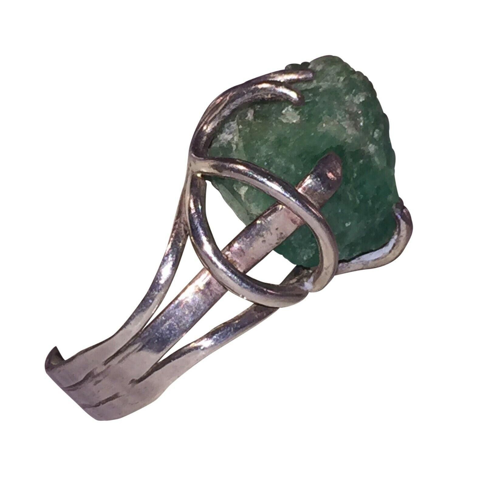 Handmade Hand Made Sterling Emerald Nugget Ring Size ONE SIZE - 2 Thumbnail