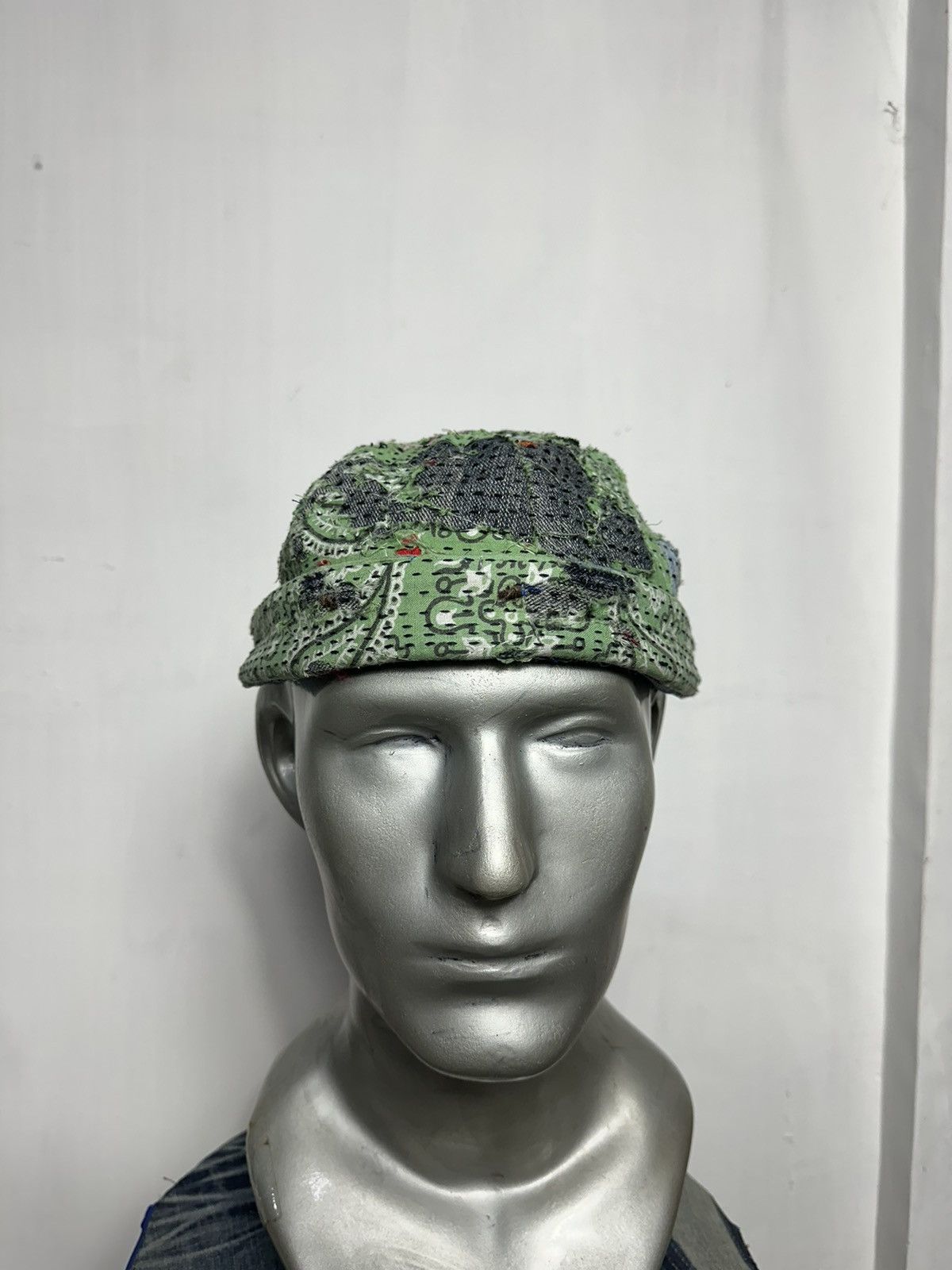 Handmade Custom Distressed Paisley Patchwork Boro Brimless Fisherman Size ONE SIZE - 4 Thumbnail