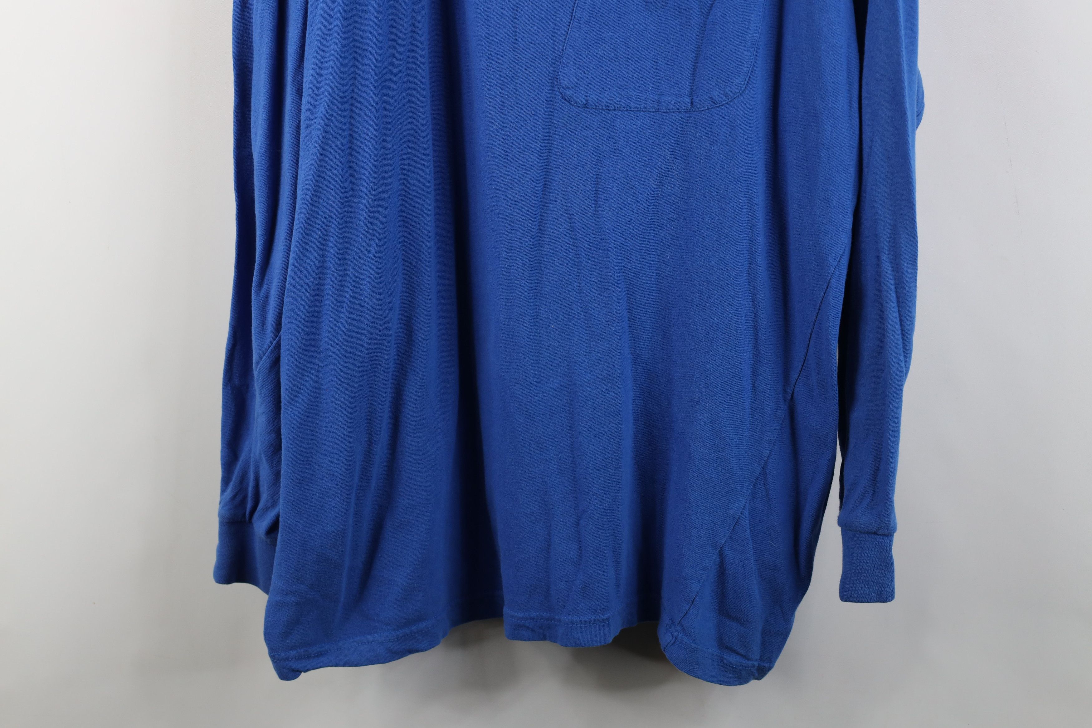 Vintage Vintage 90s Streetwear Long Sleeve Pocket T-Shirt Royal Blue Size US XXL / EU 58 / 5 - 3 Thumbnail