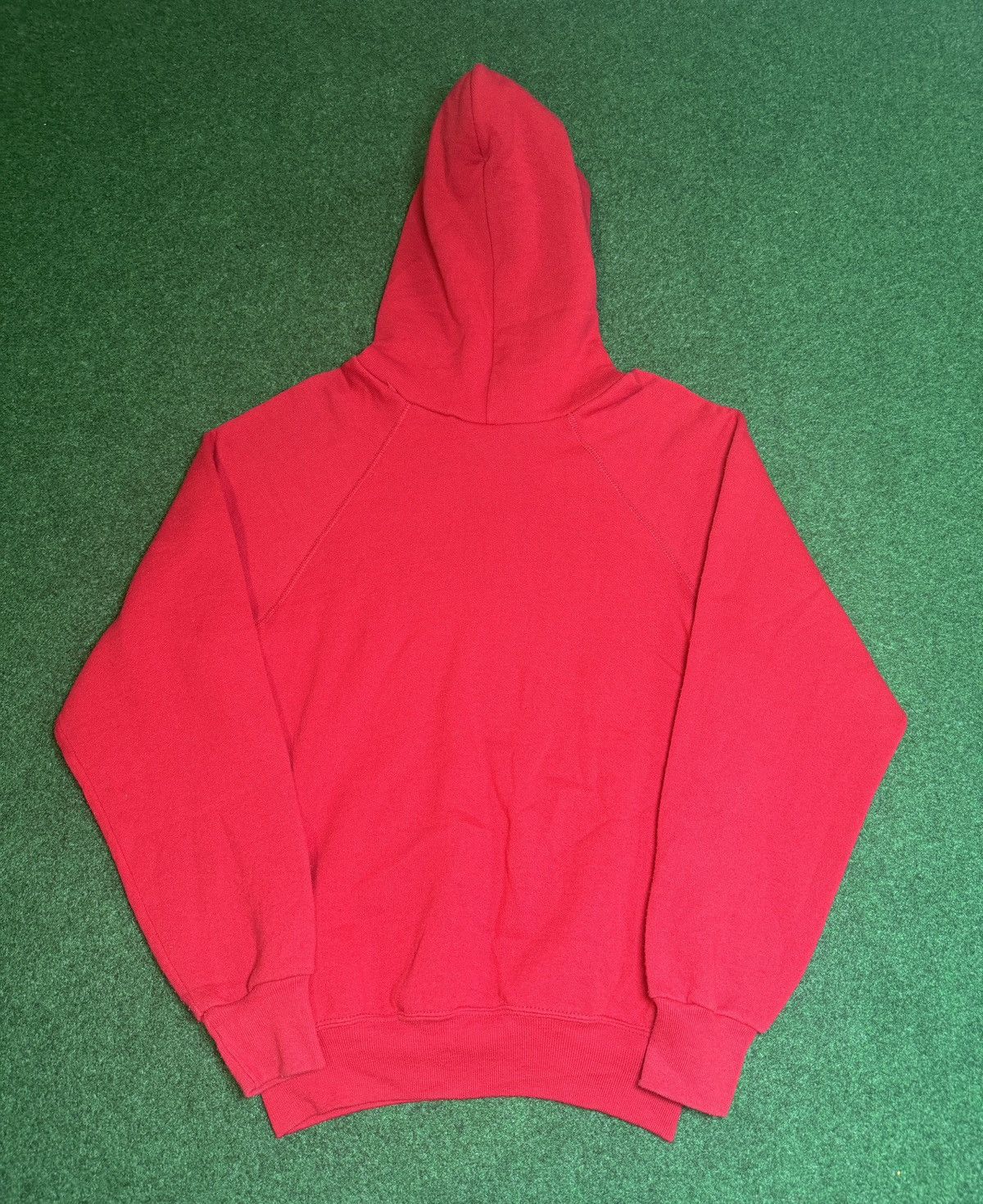 Lee × Vintage Vtg 90s Blank Raglan Minimalist Red Lee Midweight Hoodie Size US M / EU 48-50 / 2 - 2 Thumbnail