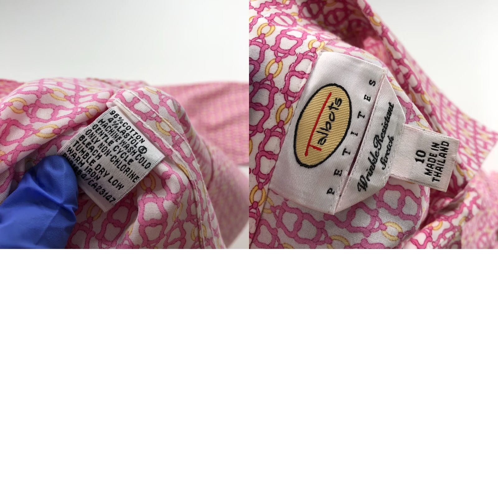 Talbots Talbots Petite 10 Shirt Pink Long Sleeve Button-Up VTG Chain Link Casual Womens 10P MINT Size L / US 10 / IT 46 - 8 Thumbnail