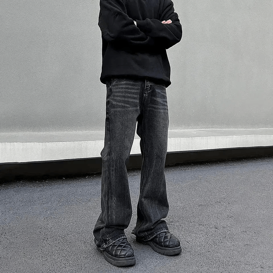 Designer × Japanese Brand × Jean Loose Straight-leg Flared Black Jeans Size US 30 / EU 46 - 1 Thumbnail