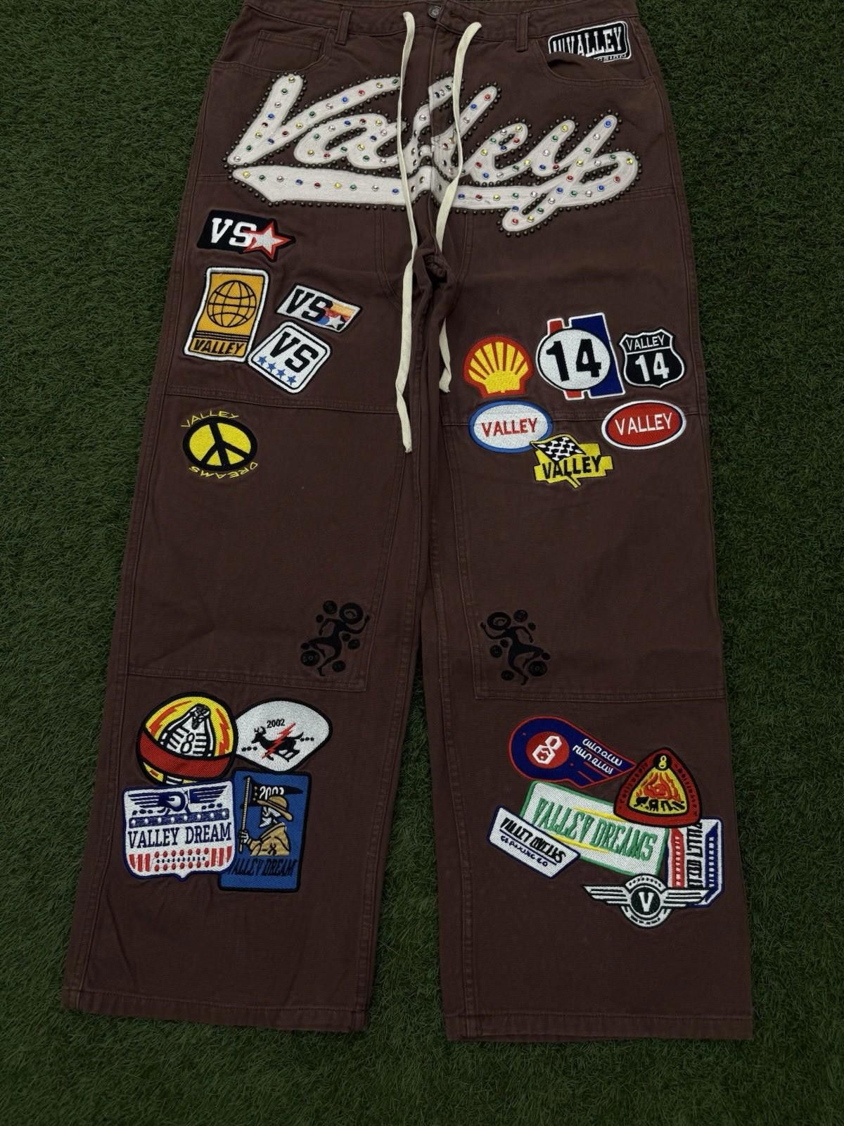 Vale Valley Baggy Patchwork Denim Brown Jeans Size 32 (NEW) Size US 32 / EU 48 - 3 Thumbnail