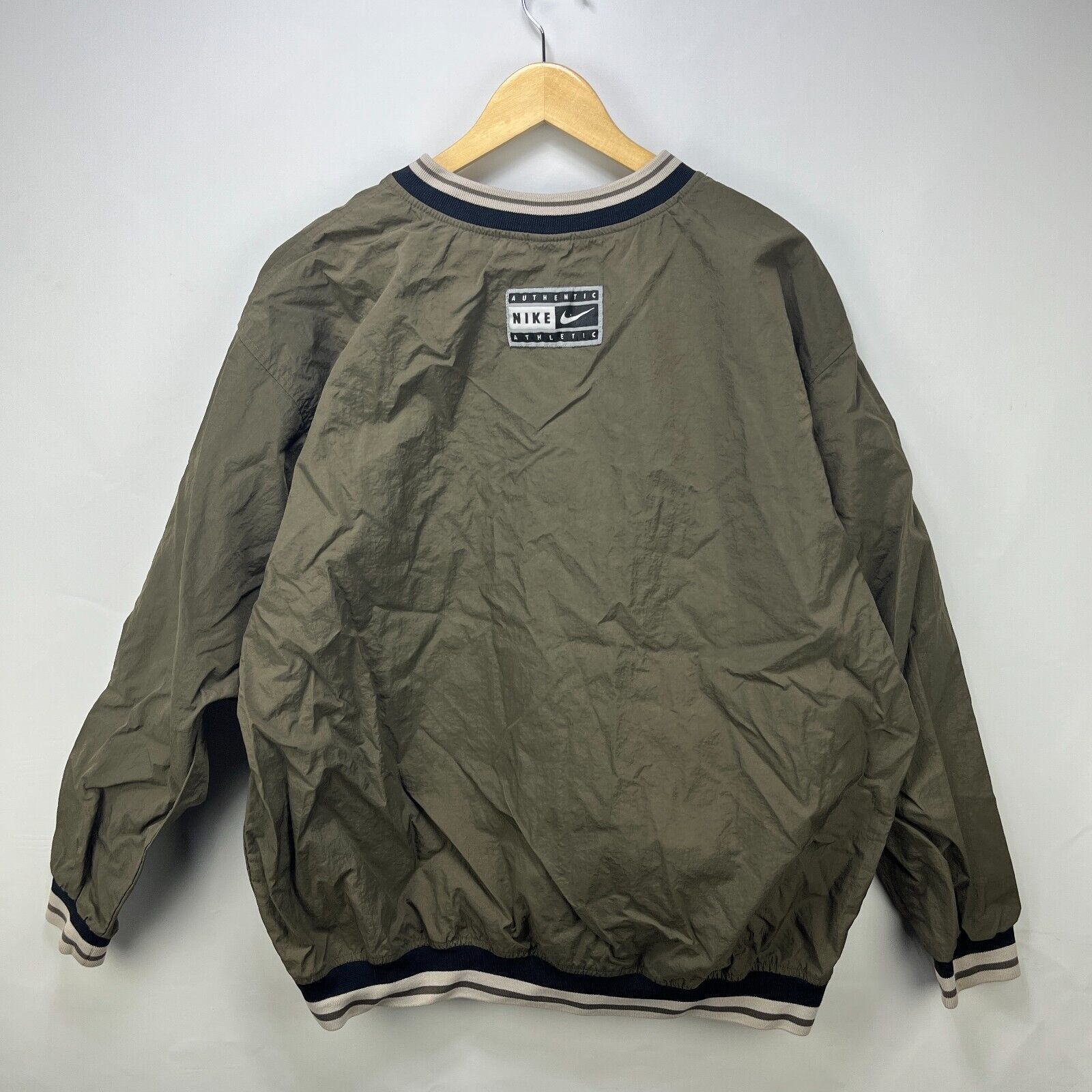 Nike × Vintage Vintage 90s Nike Big Center Swoosh Pullover Jacket XL Brown Size US XL / EU 56 / 4 - 5 Thumbnail