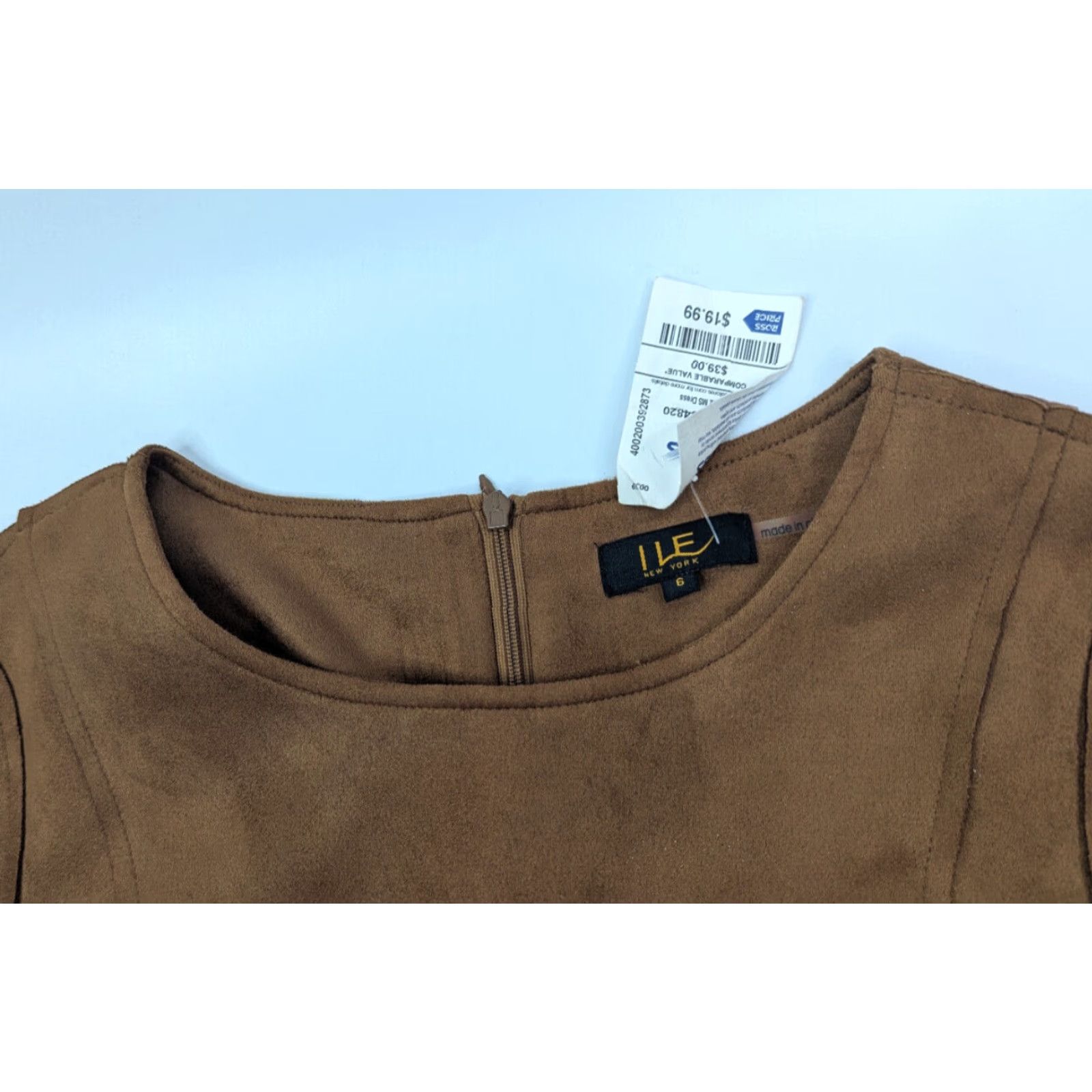 Vintage NWT Ile New York Brown Faux Suede Flare Dress Womans Size 6 Stretch A-Line Sleeveless Round Neck Zip Size M / US 6-8 / IT 42-44 - 6 Thumbnail