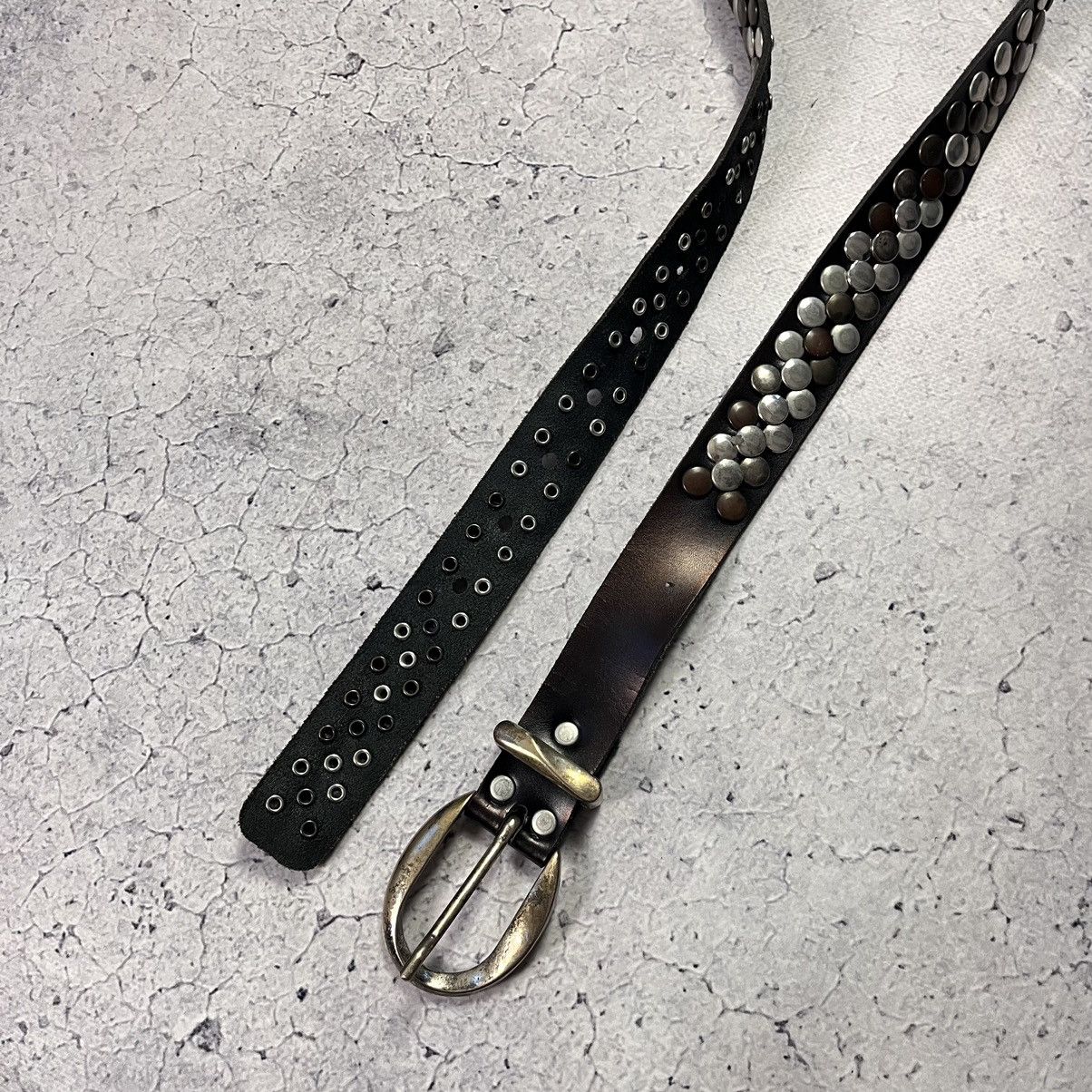 Designer × Leather Leather Belt With Crystals Avant Garde B.B Simon Style Size ONE SIZE - 8 Thumbnail