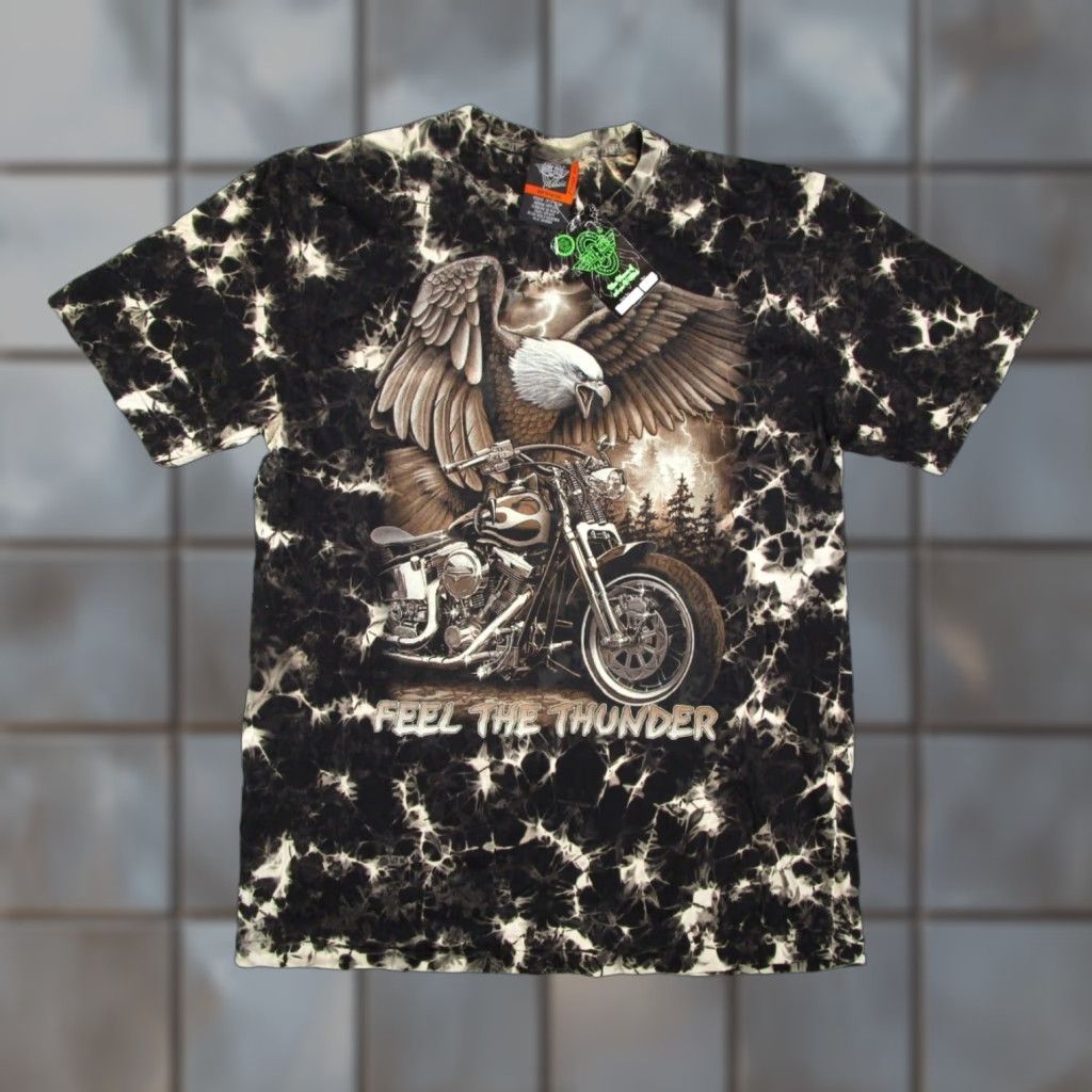 Vintage Rock Eagle Shirt Men 2XL Black Tie Dye AOP Feel Thunder Motorcycle Rock Eagle Tee Short Sleeve Crew Neck 100% Cotton Vintage No Size US XXL / EU 58 / 5 - 1 Thumbnail